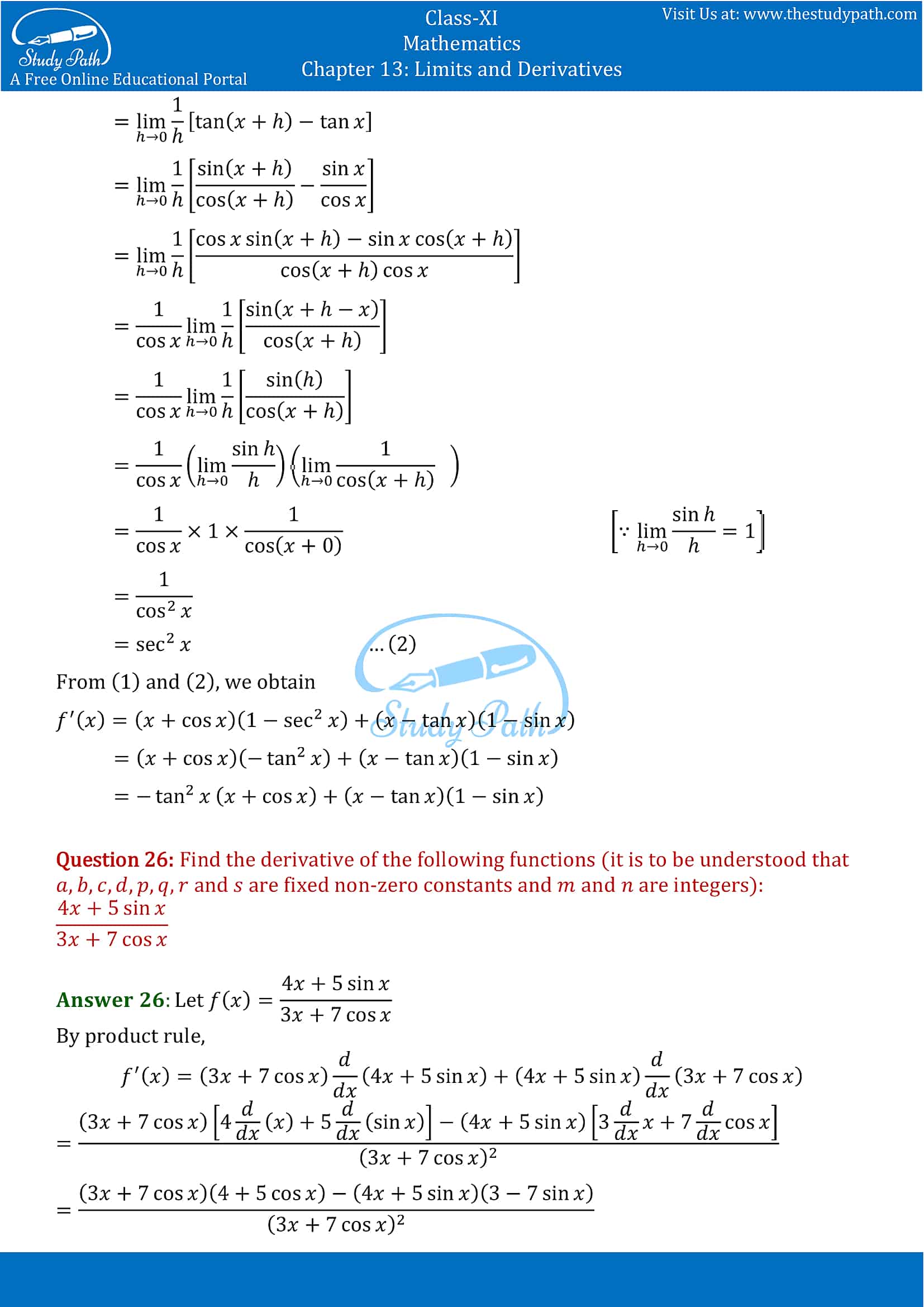 NCERT Solutions for Class 11 Maths chapter 13 Limits and Derivatives Miscellaneous Exercise Part-18