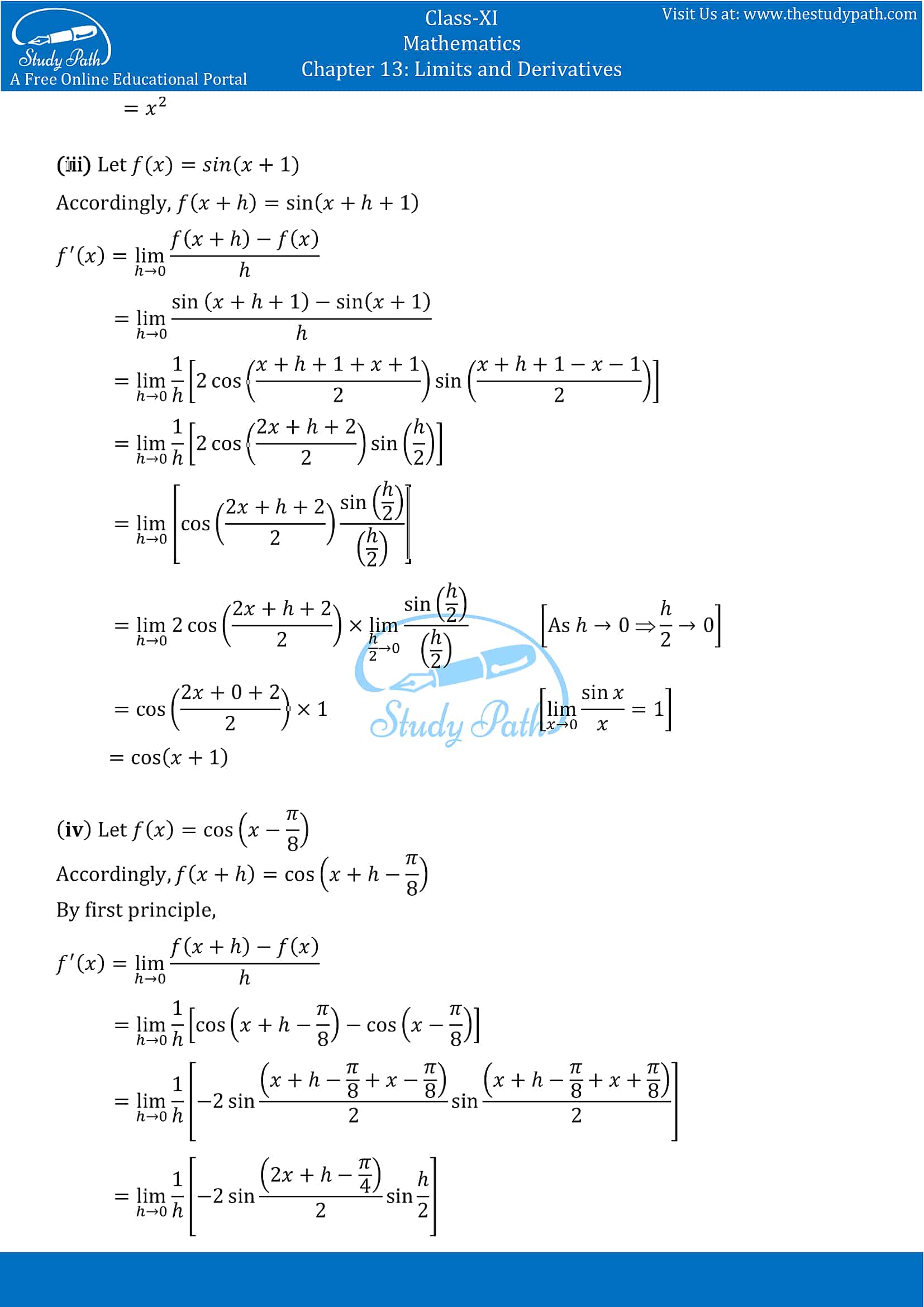 NCERT Solutions for Class 11 Maths chapter 13 Limits and Derivatives Miscellaneous Exercise Part-2