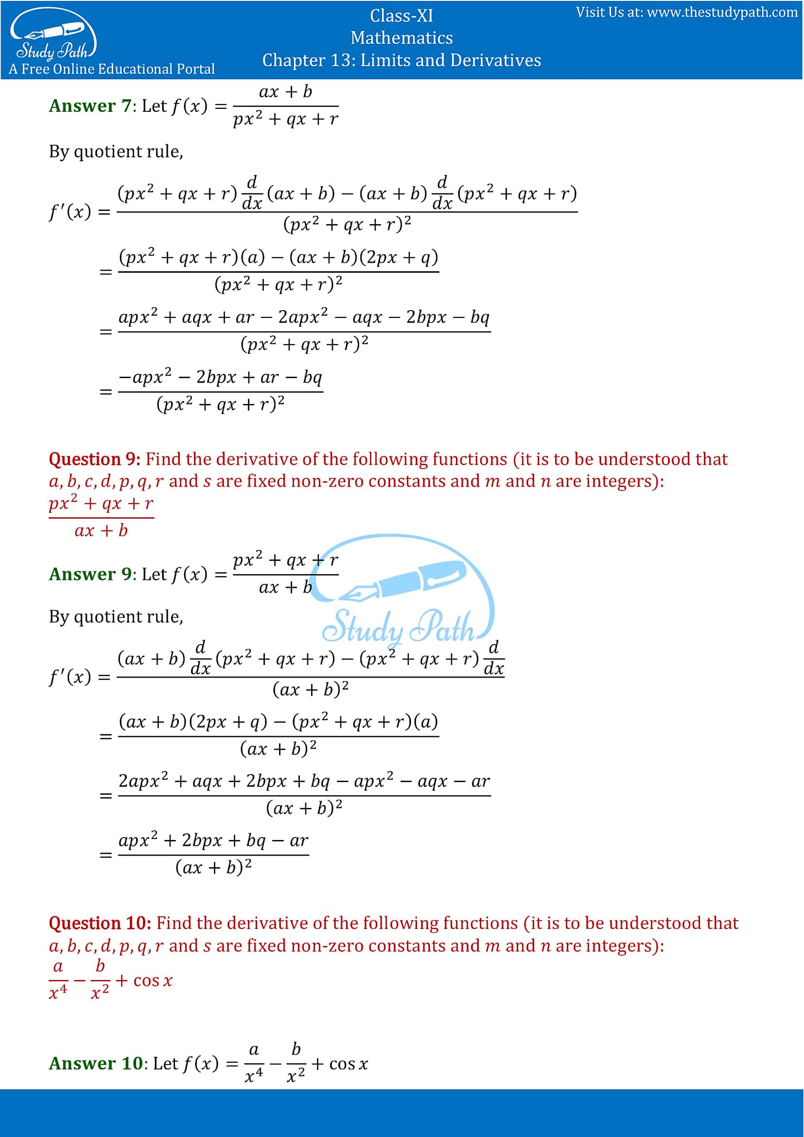 NCERT Solutions for Class 11 Maths chapter 13 Limits and Derivatives Miscellaneous Exercise Part-6