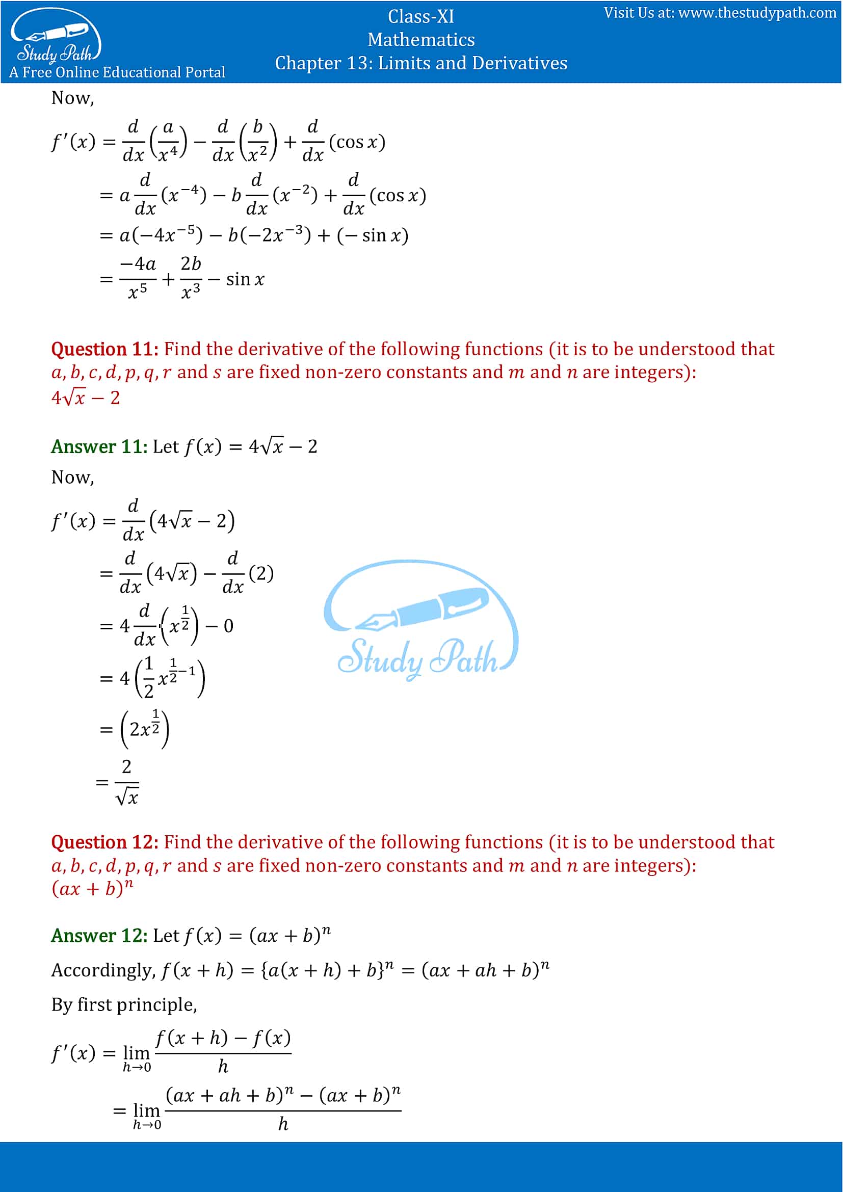 NCERT Solutions for Class 11 Maths chapter 13 Limits and Derivatives Miscellaneous Exercise Part-7