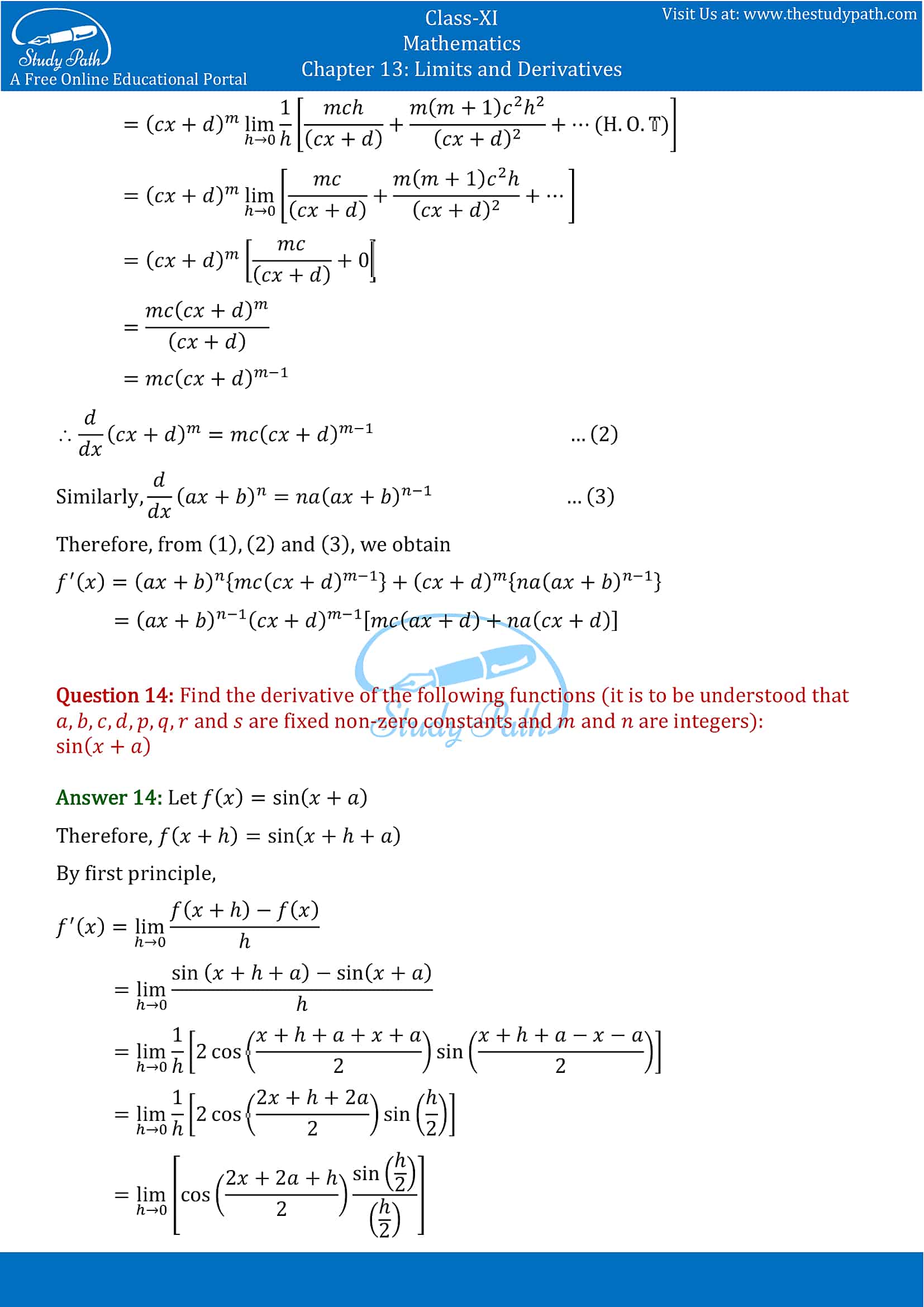 NCERT Solutions for Class 11 Maths chapter 13 Limits and Derivatives Miscellaneous Exercise Part-9