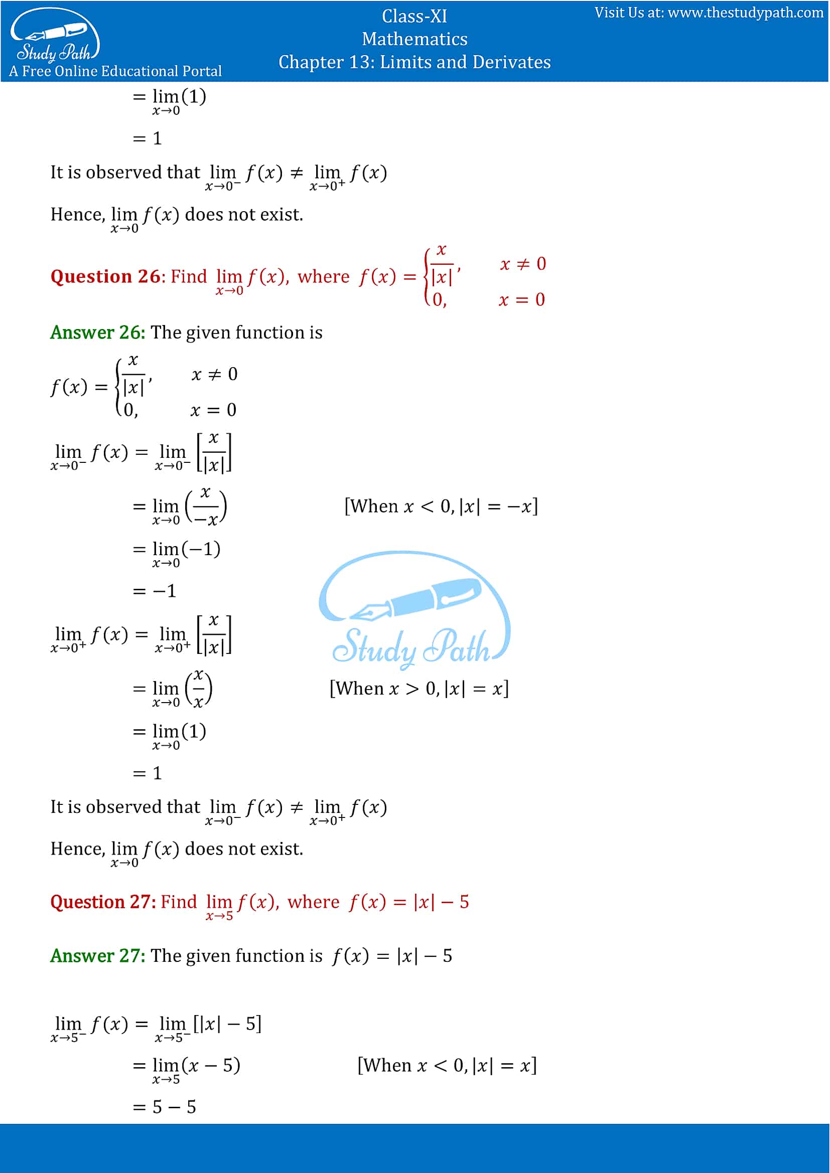 NCERT Solutions for Class 11 Maths chapter 13 Limits and Derivatives Part-10