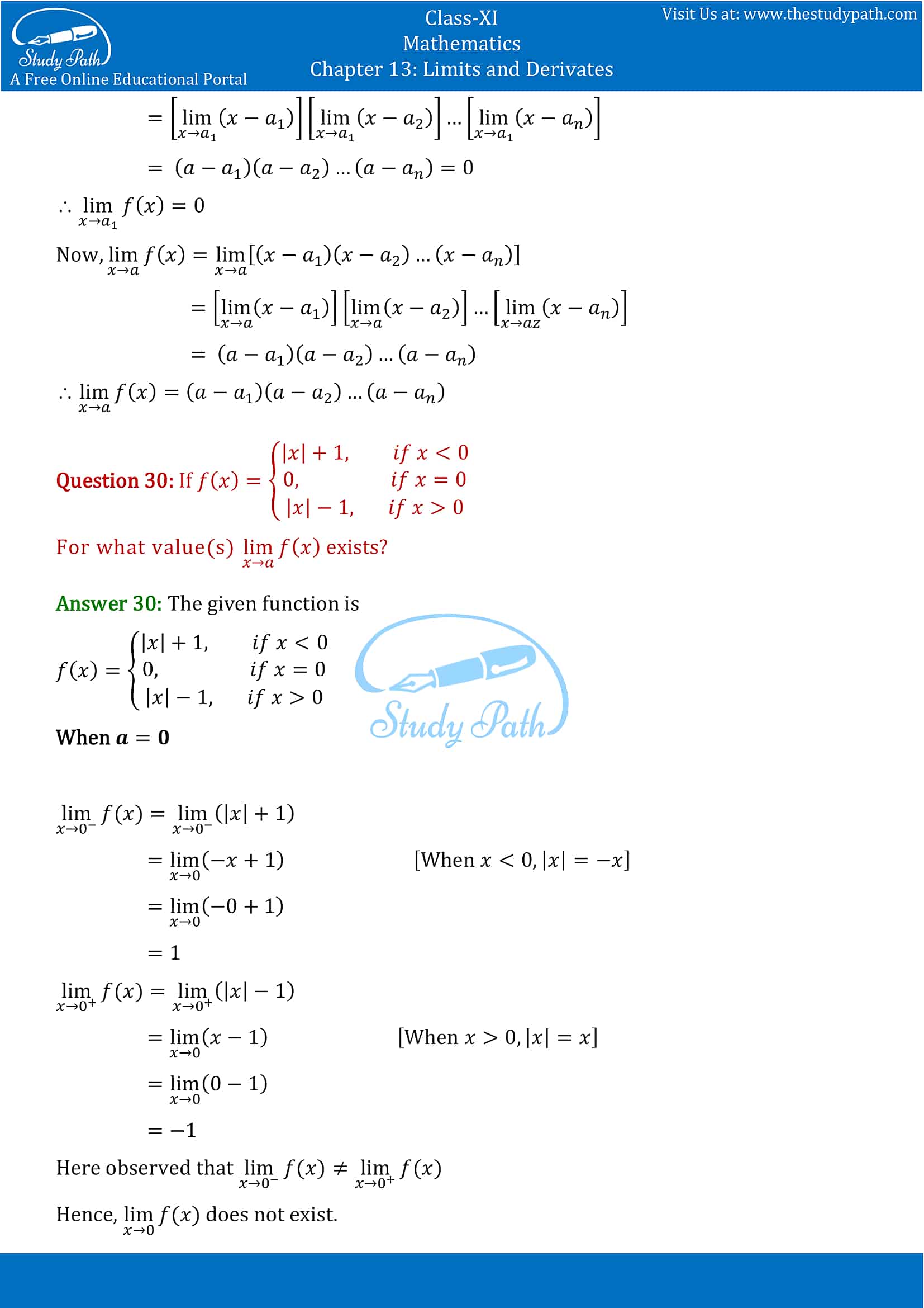 NCERT Solutions for Class 11 Maths chapter 13 Limits and Derivatives Part-12