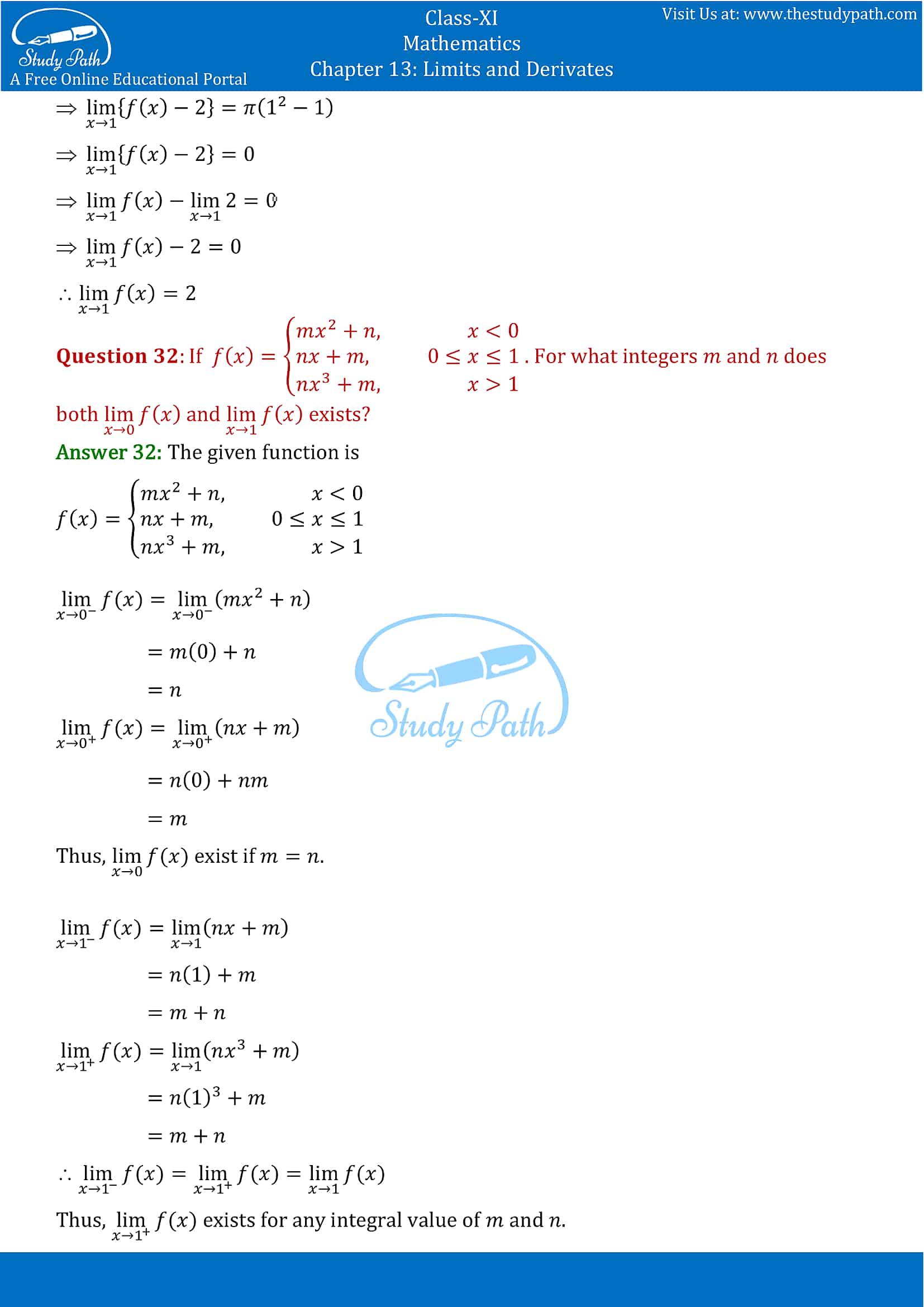 NCERT Solutions for Class 11 Maths chapter 13 Limits and Derivatives Part-14
