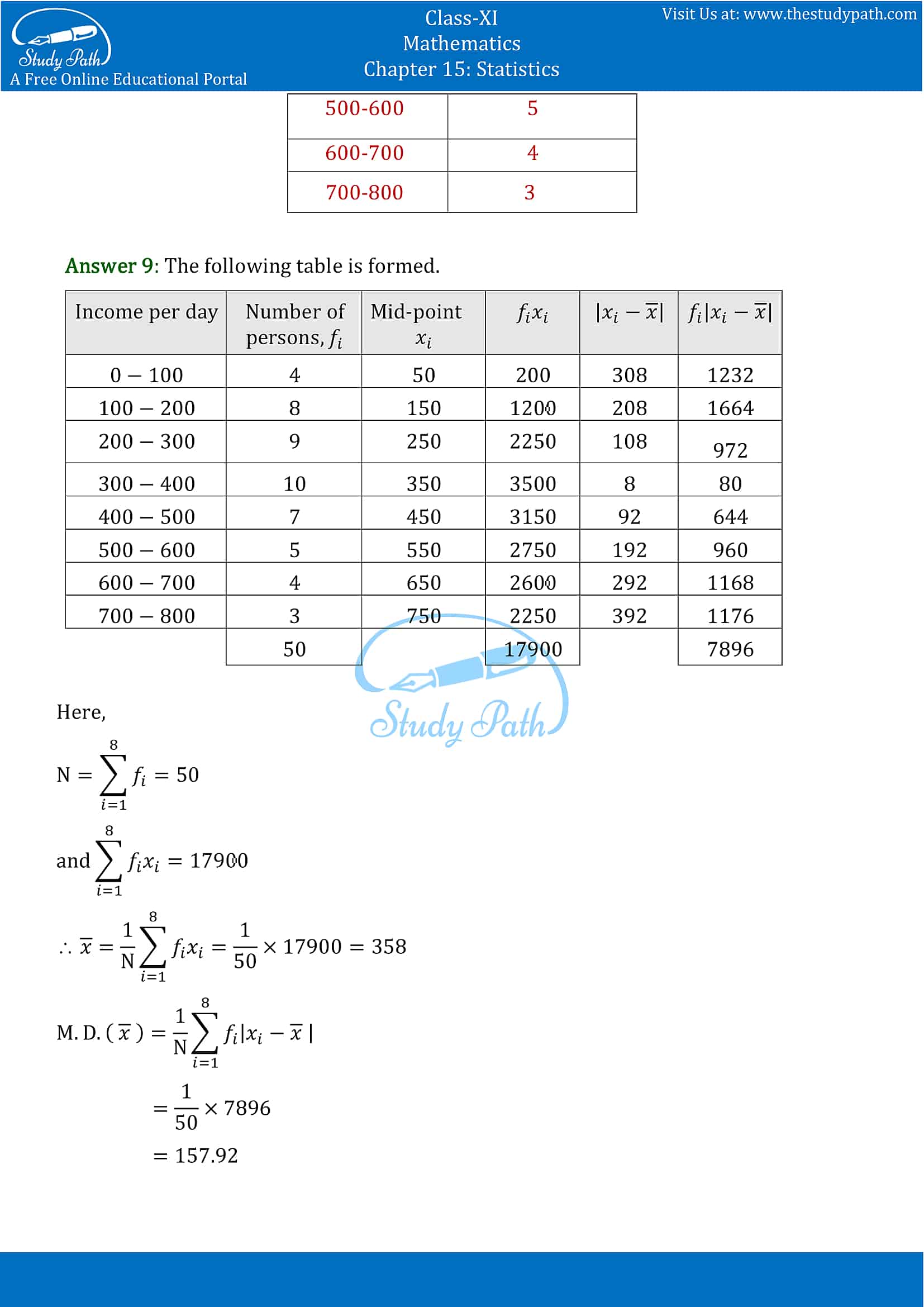 NCERT Solutions for Class 11 Maths chapter 15 Statistics Exercise 15.1 part-7