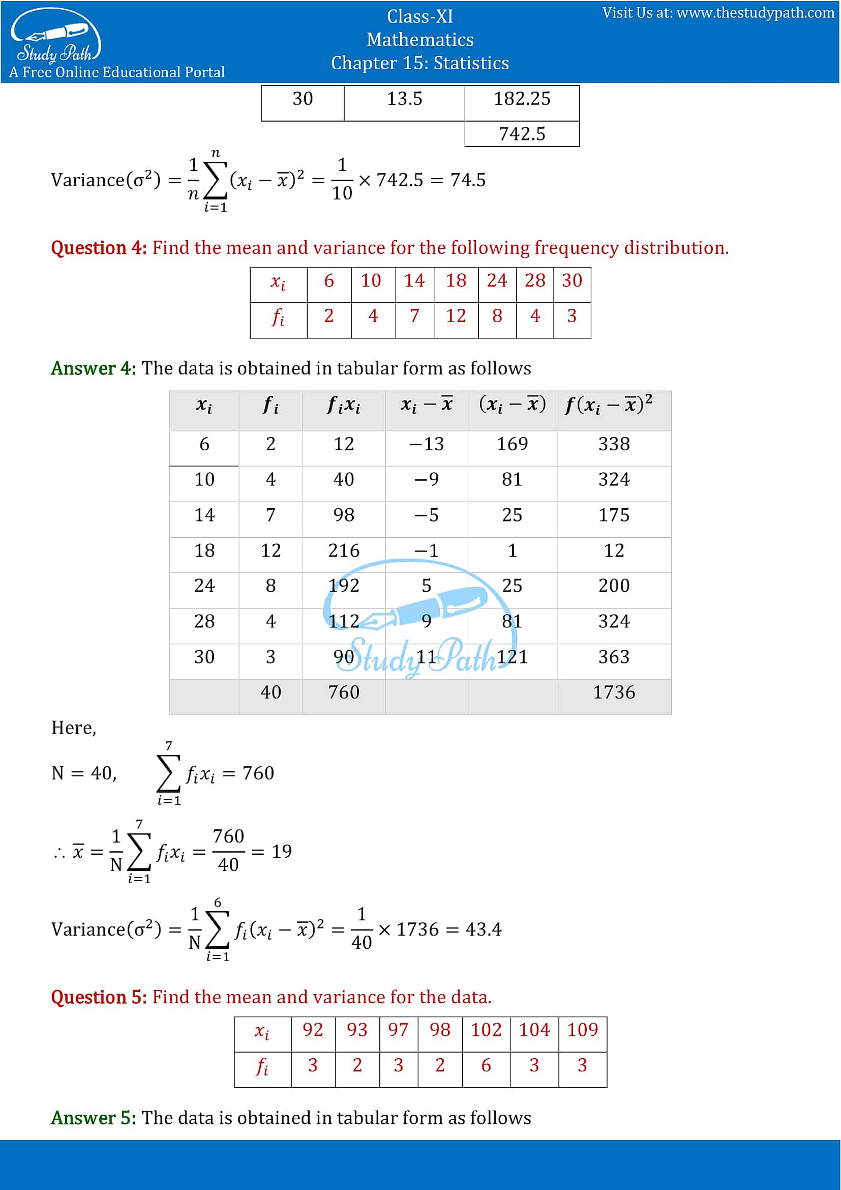 NCERT Solutions for Class 11 Maths chapter 15 Statistics Exercise 15.2 part-3