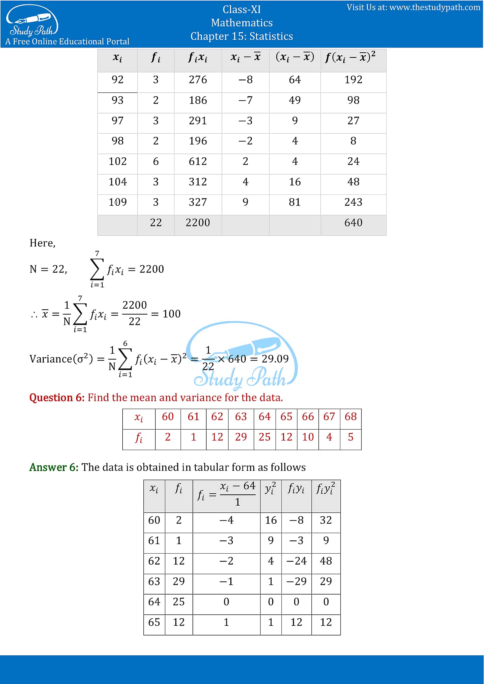 NCERT Solutions for Class 11 Maths chapter 15 Statistics Exercise 15.2 part-4