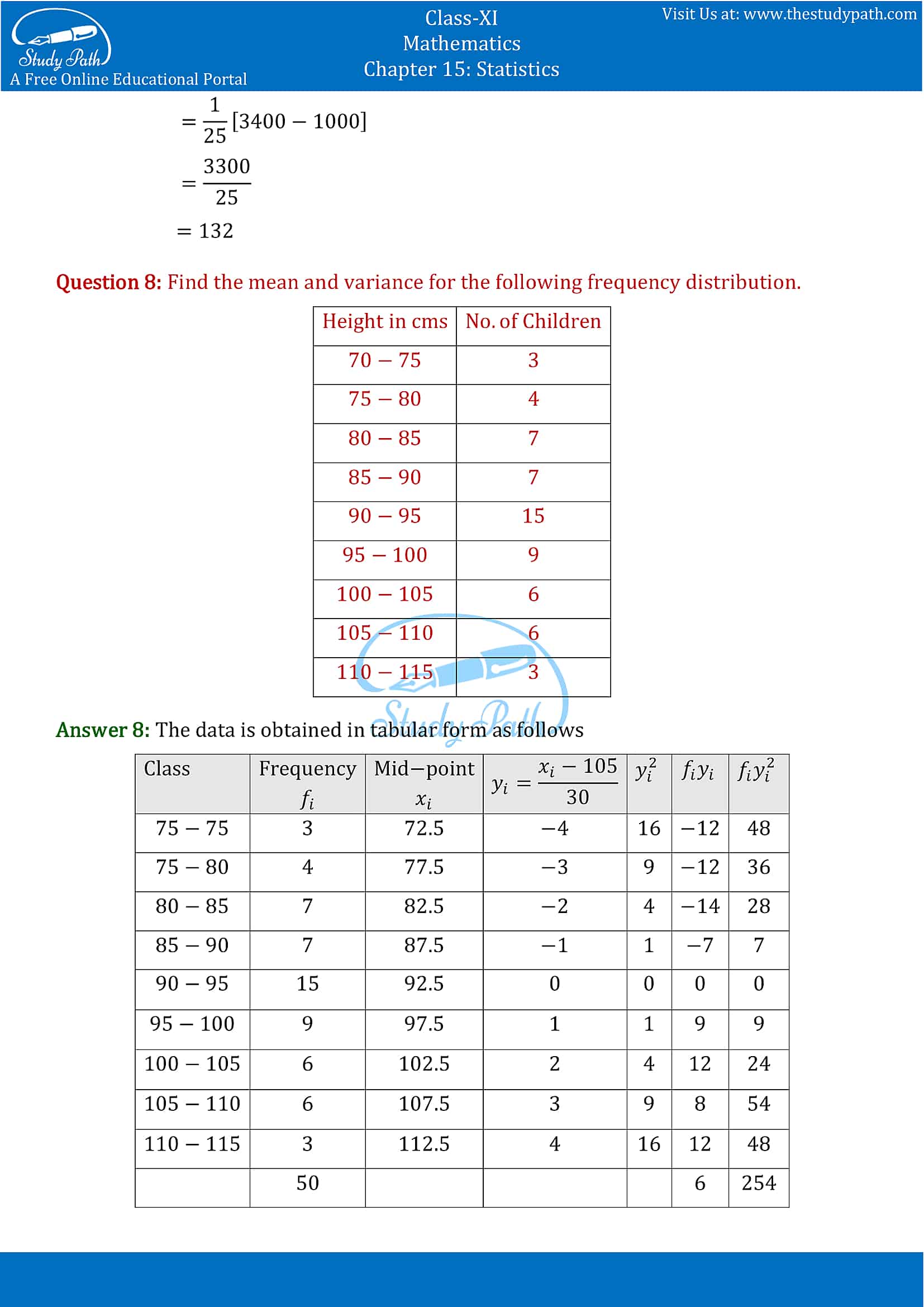 NCERT Solutions for Class 11 Maths chapter 15 Statistics Exercise 15.2 part-7