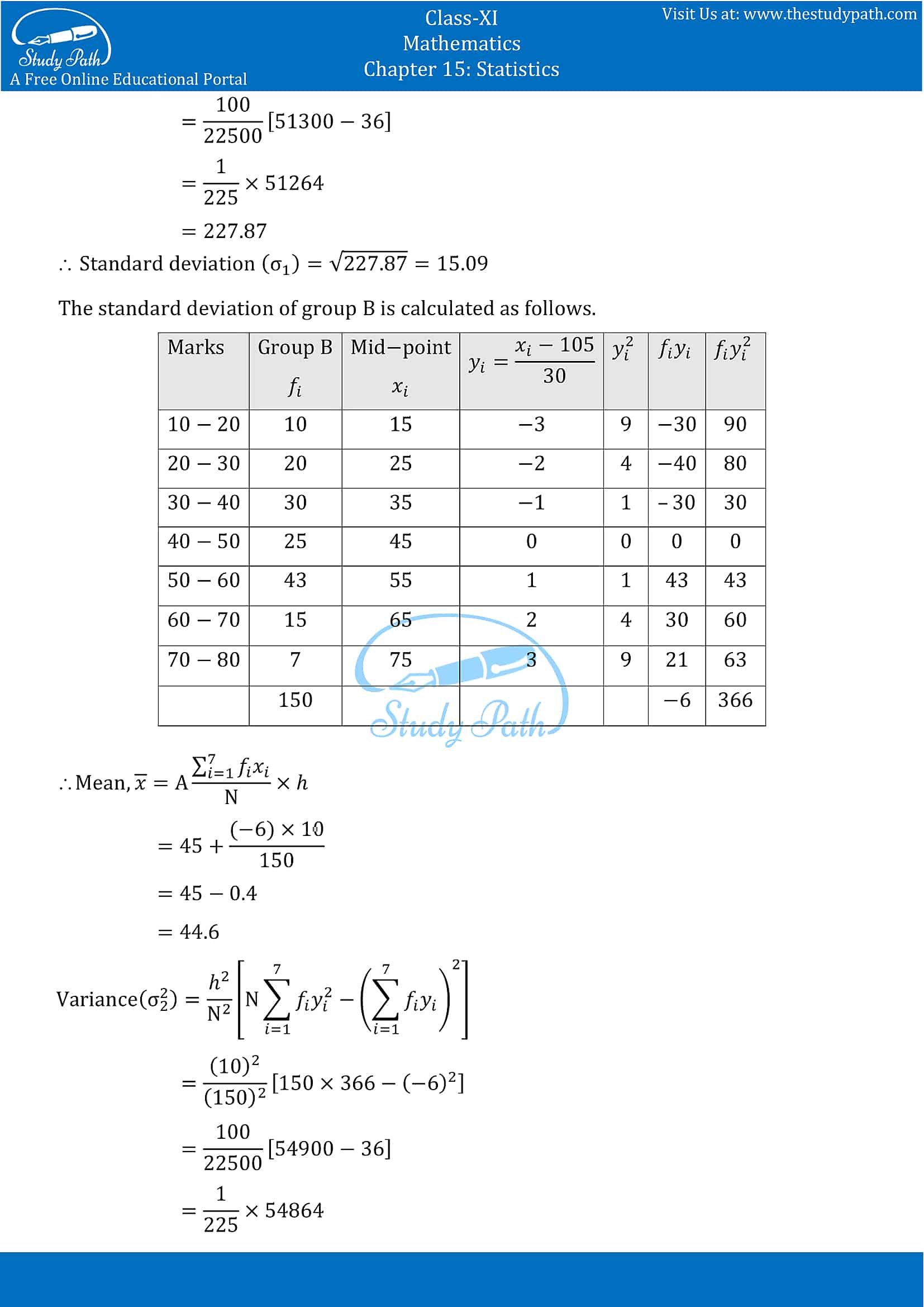 NCERT Solutions for Class 11 Maths chapter 15 Statistics Exercise 15.3 part-2
