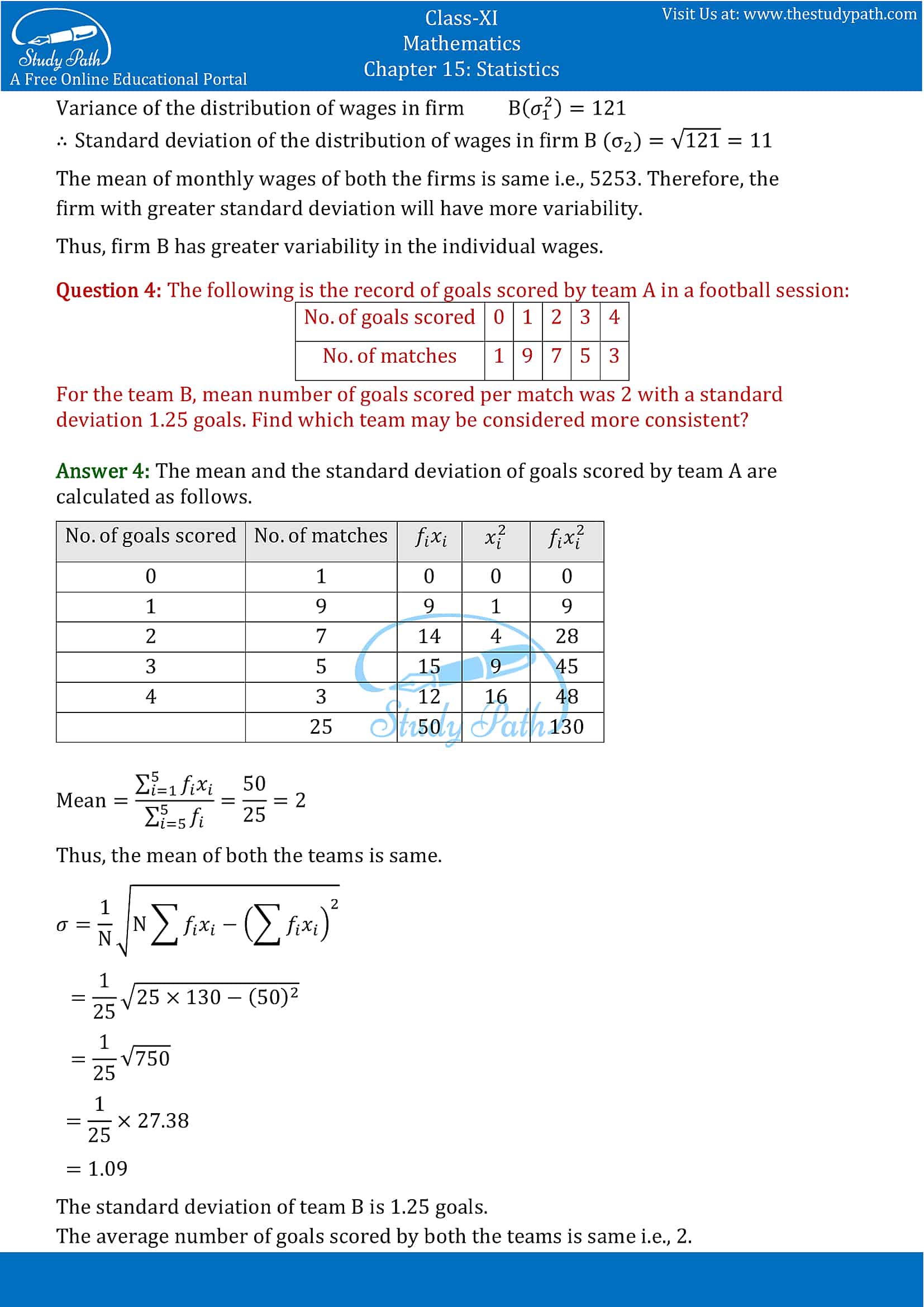 NCERT Solutions for Class 11 Maths chapter 15 Statistics Exercise 15.3 part-6