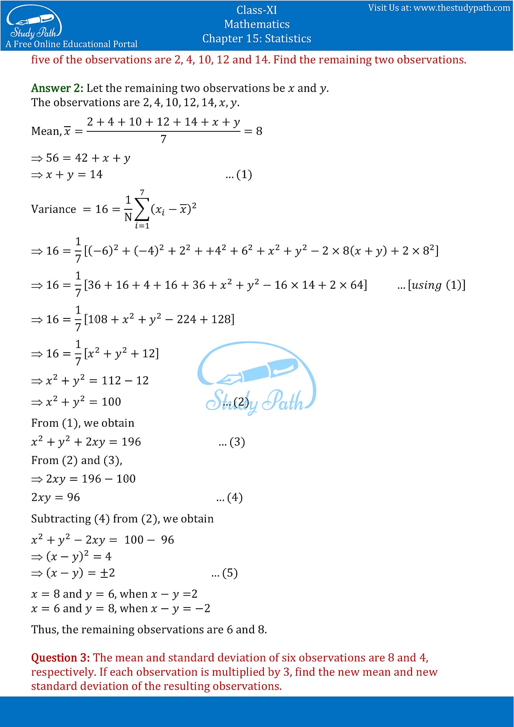 NCERT Solutions for Class 11 Maths chapter 15 Statistics Miscellaneous Exercise part-2