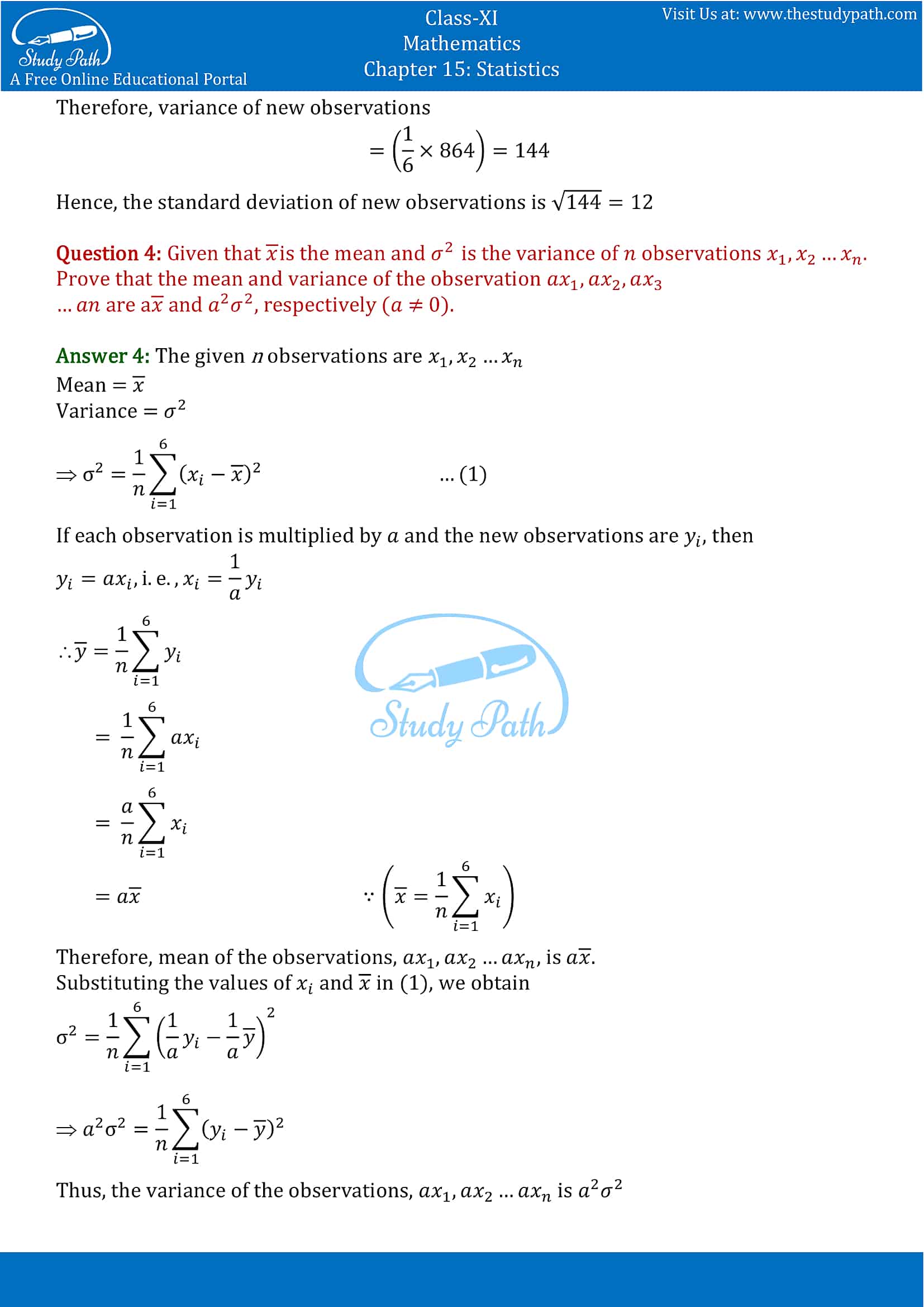 NCERT Solutions for Class 11 Maths chapter 15 Statistics Miscellaneous Exercise part-4