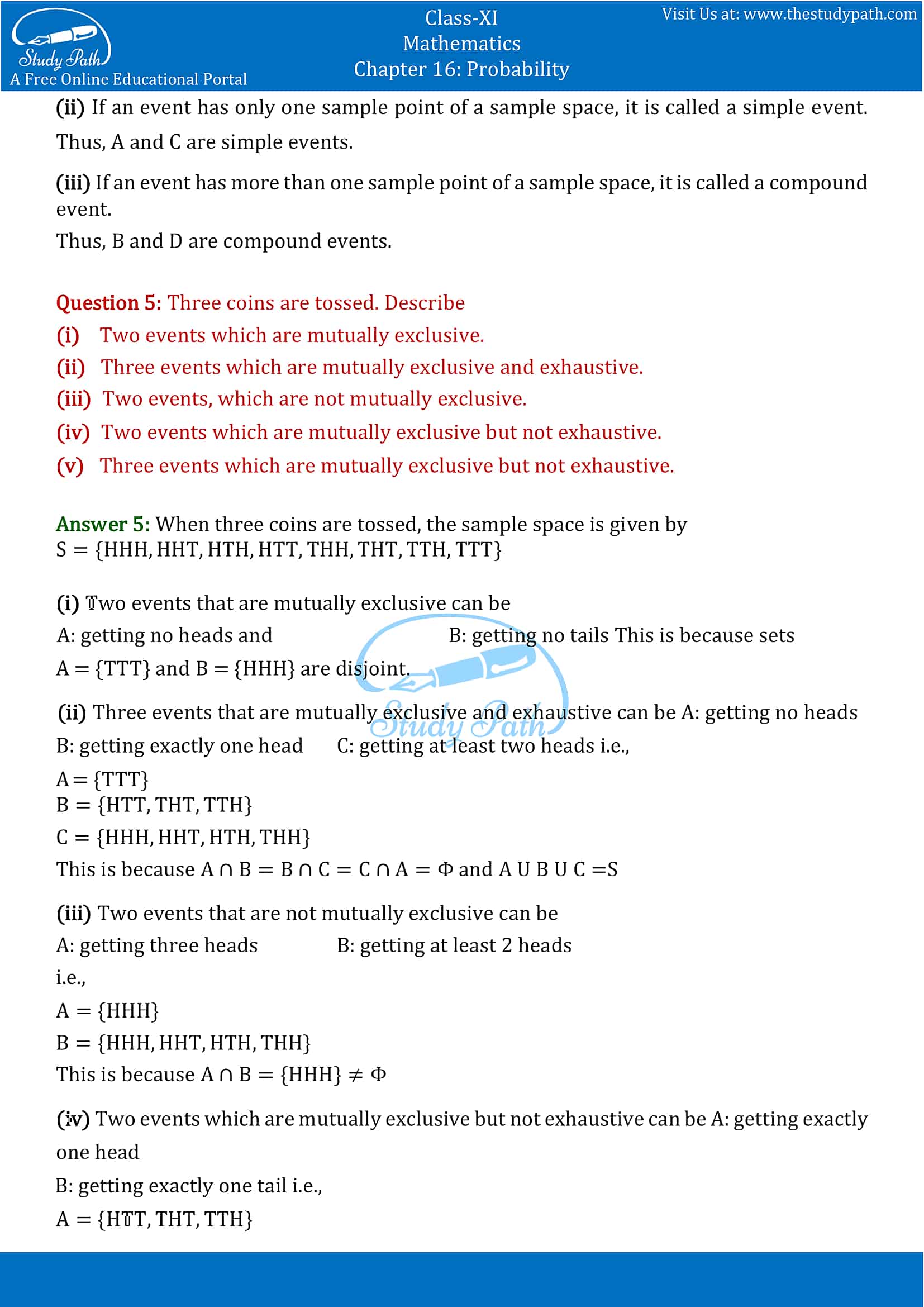 NCERT Solutions for Class 11 Maths chapter 16 Probability Exercise 16.2 part-3