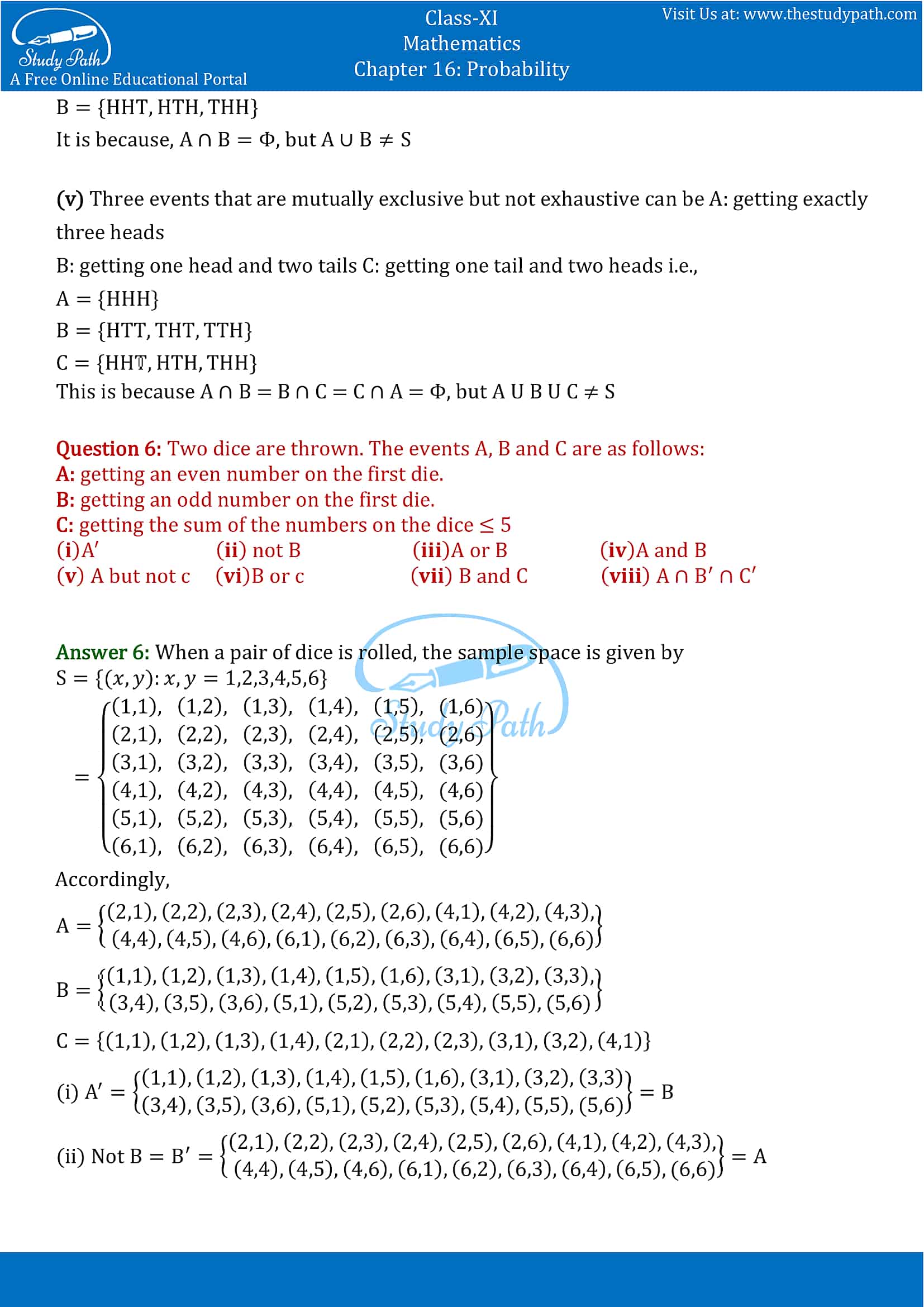 NCERT Solutions for Class 11 Maths chapter 16 Probability Exercise 16.2 part-4