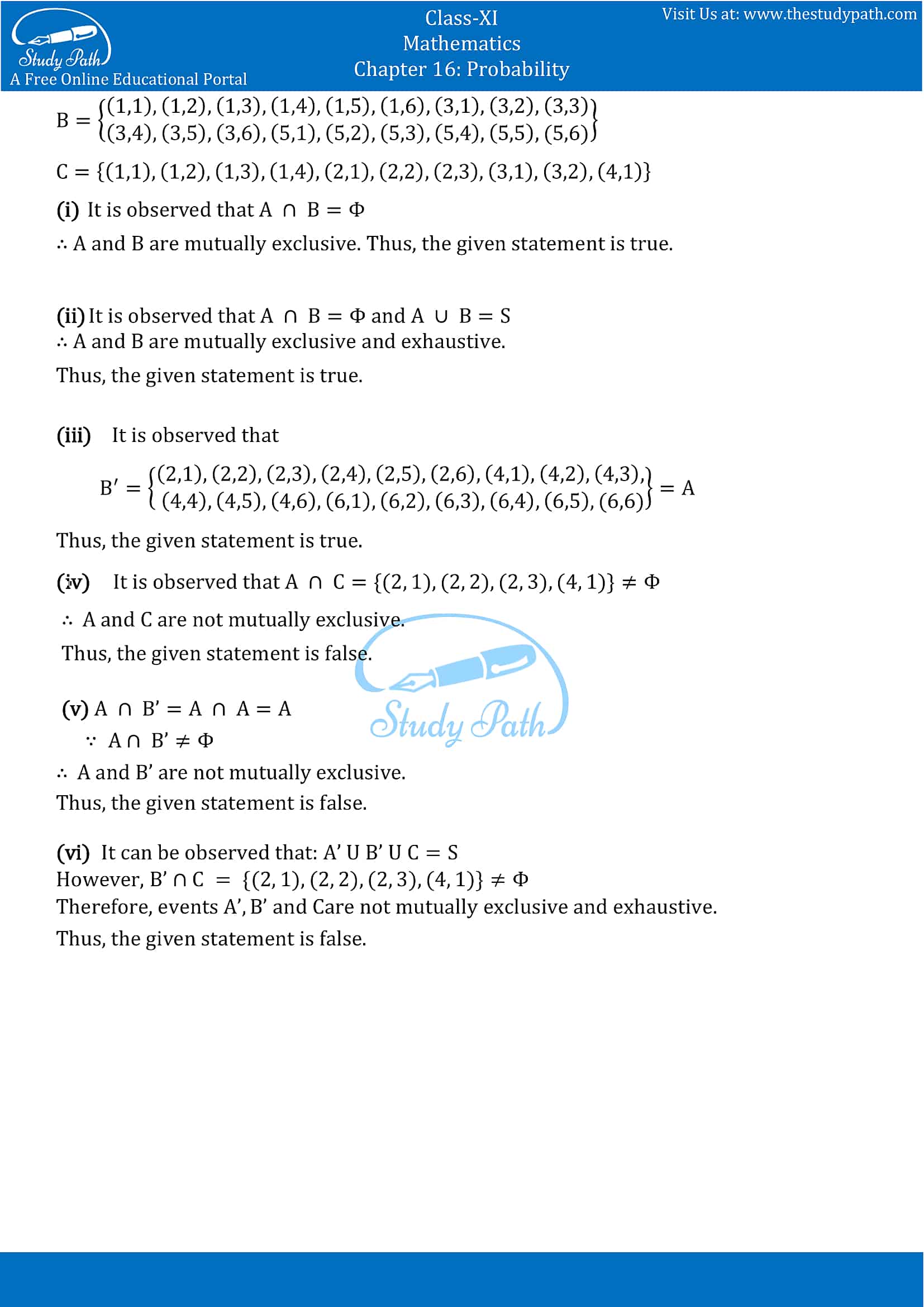 NCERT Solutions for Class 11 Maths chapter 16 Probability Exercise 16.2 part-6