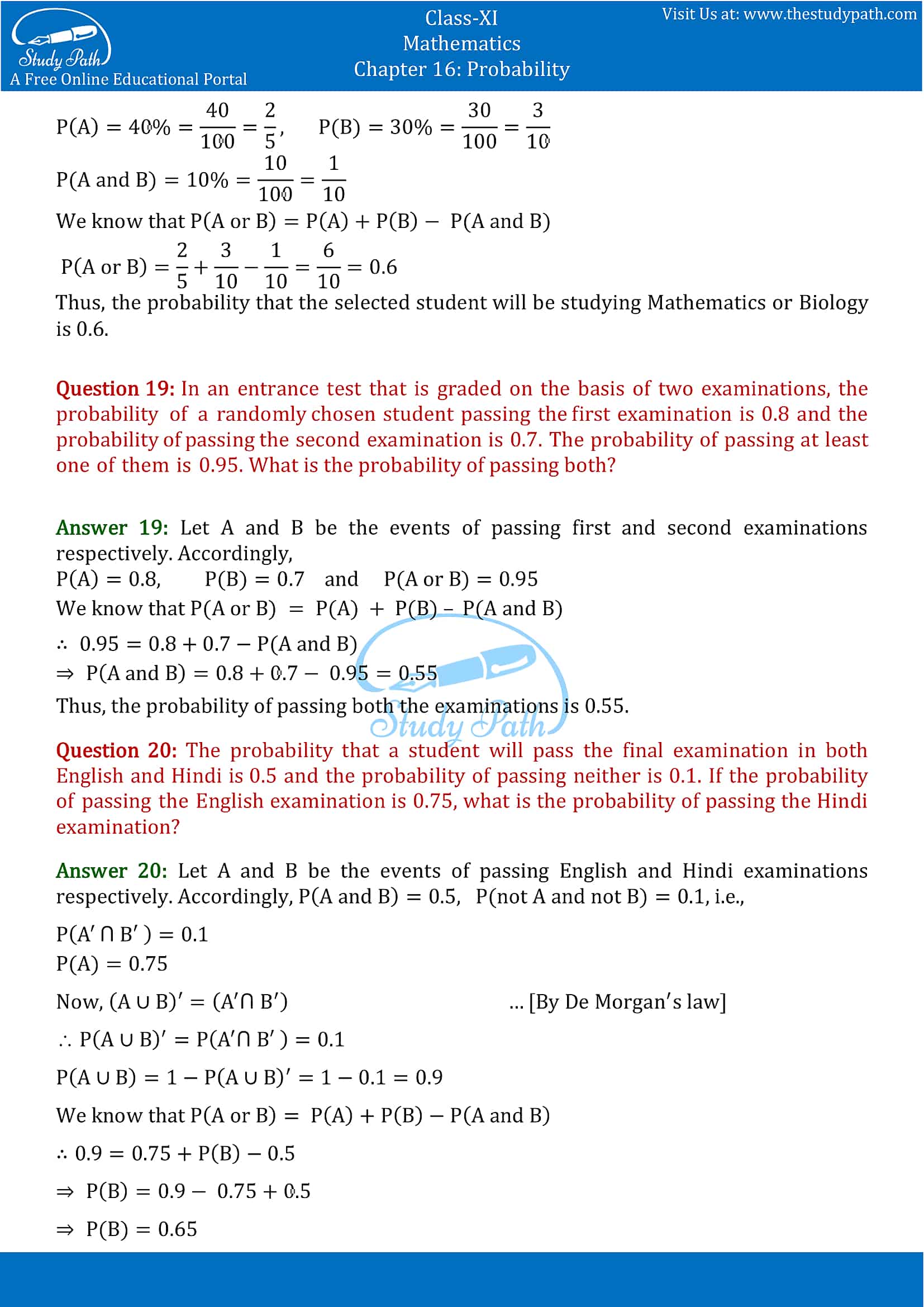 NCERT Solutions for Class 11 Maths chapter 16 Probability Exercise 16.3 part-13