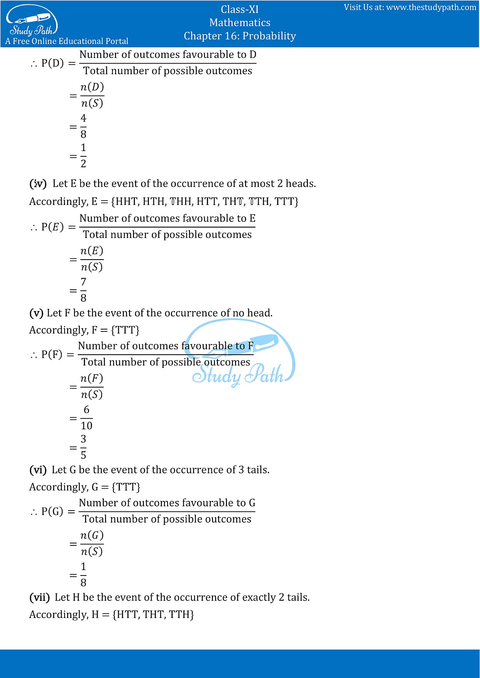 NCERT Solutions for Class 11 Maths chapter 16 Probability Exercise 16.3 part-8