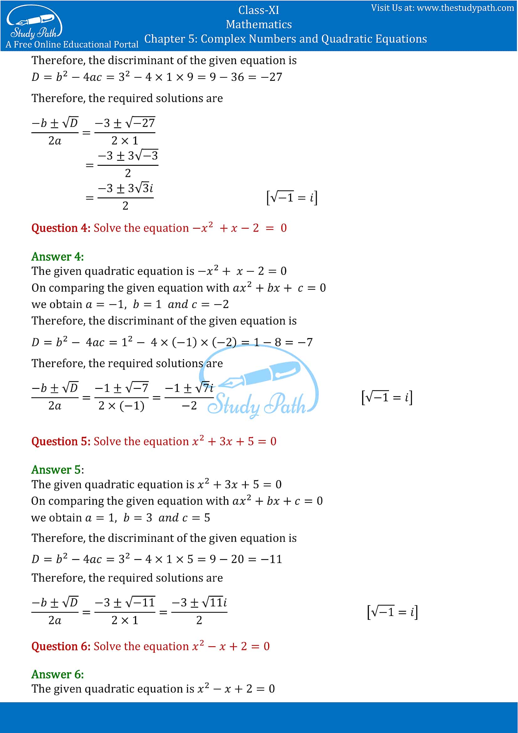 NCERT Solutions for Class 11 Maths chapter 5 Complex Numbers and Quadratic Equations Exercise 5.3 part-2
