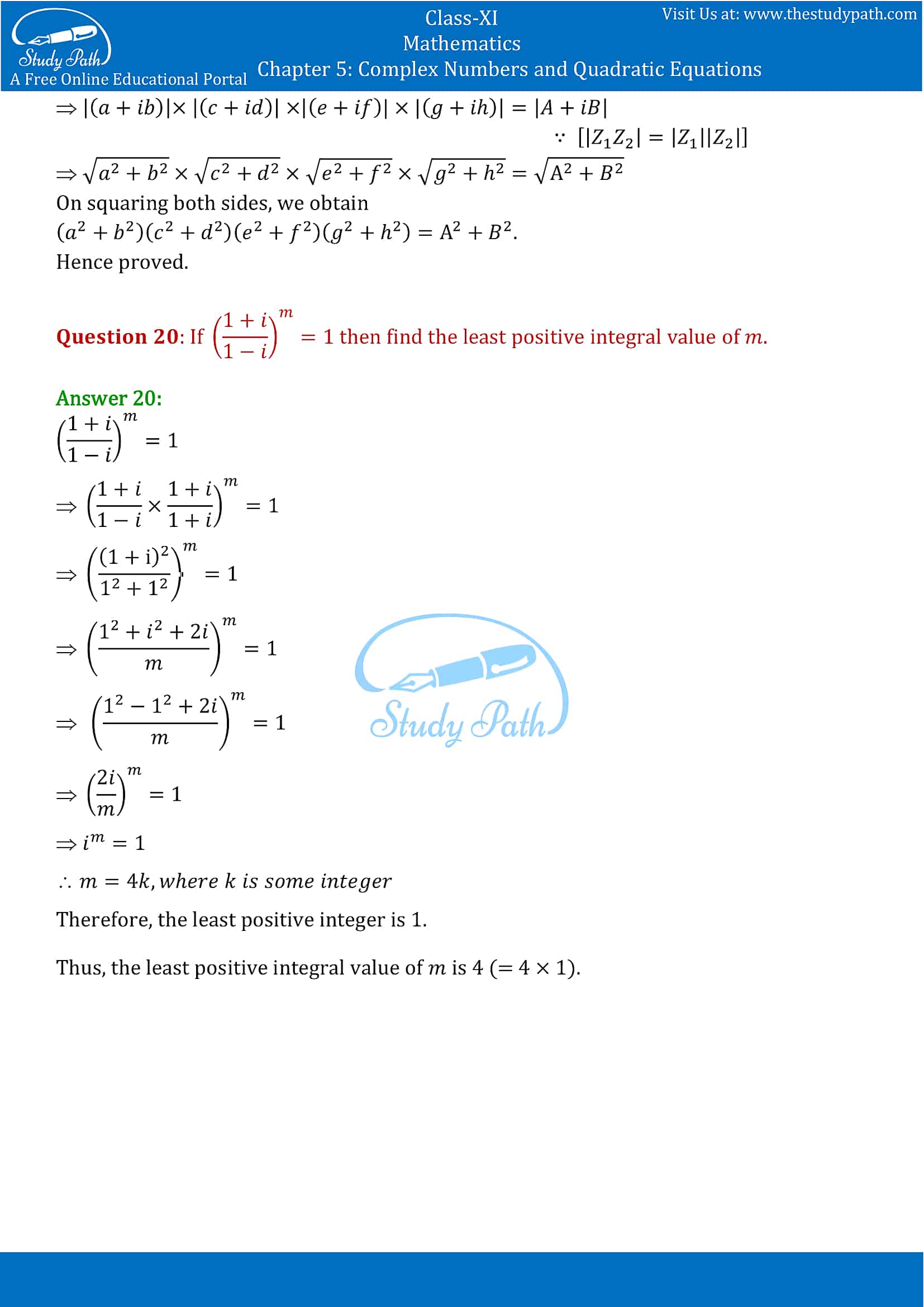 NCERT Solutions for Class 11 Maths chapter 5 Complex Numbers and Quadratic Equations Miscellaneous Exercise part-14