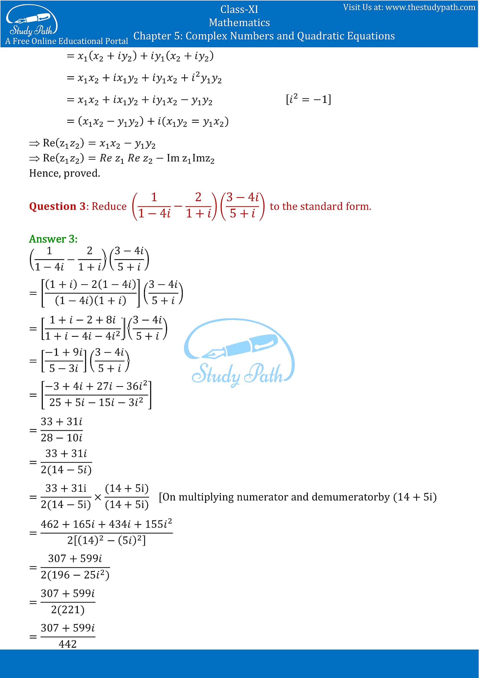 NCERT Solutions for Class 11 Maths chapter 5 Complex Numbers and Quadratic Equations Miscellaneous Exercise part-2