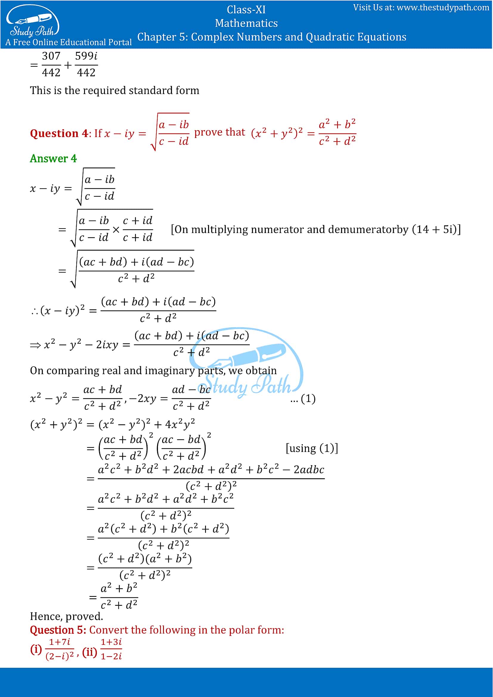 NCERT Solutions for Class 11 Maths chapter 5 Complex Numbers and Quadratic Equations Miscellaneous Exercise part-3