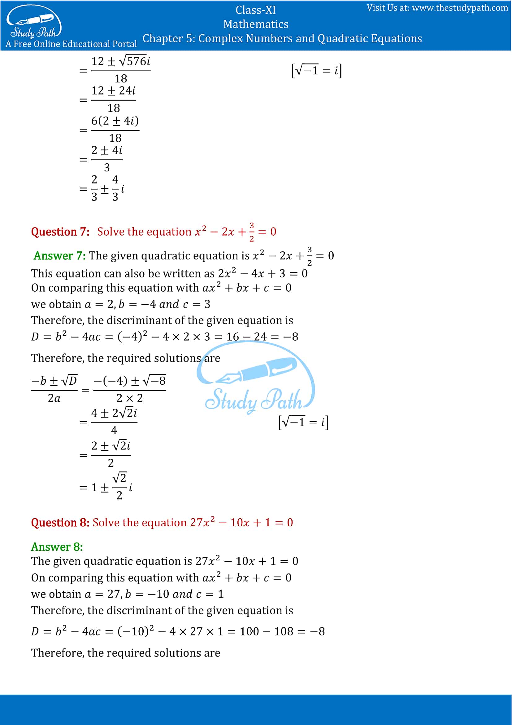 NCERT Solutions for Class 11 Maths chapter 5 Complex Numbers and Quadratic Equations Miscellaneous Exercise part-6