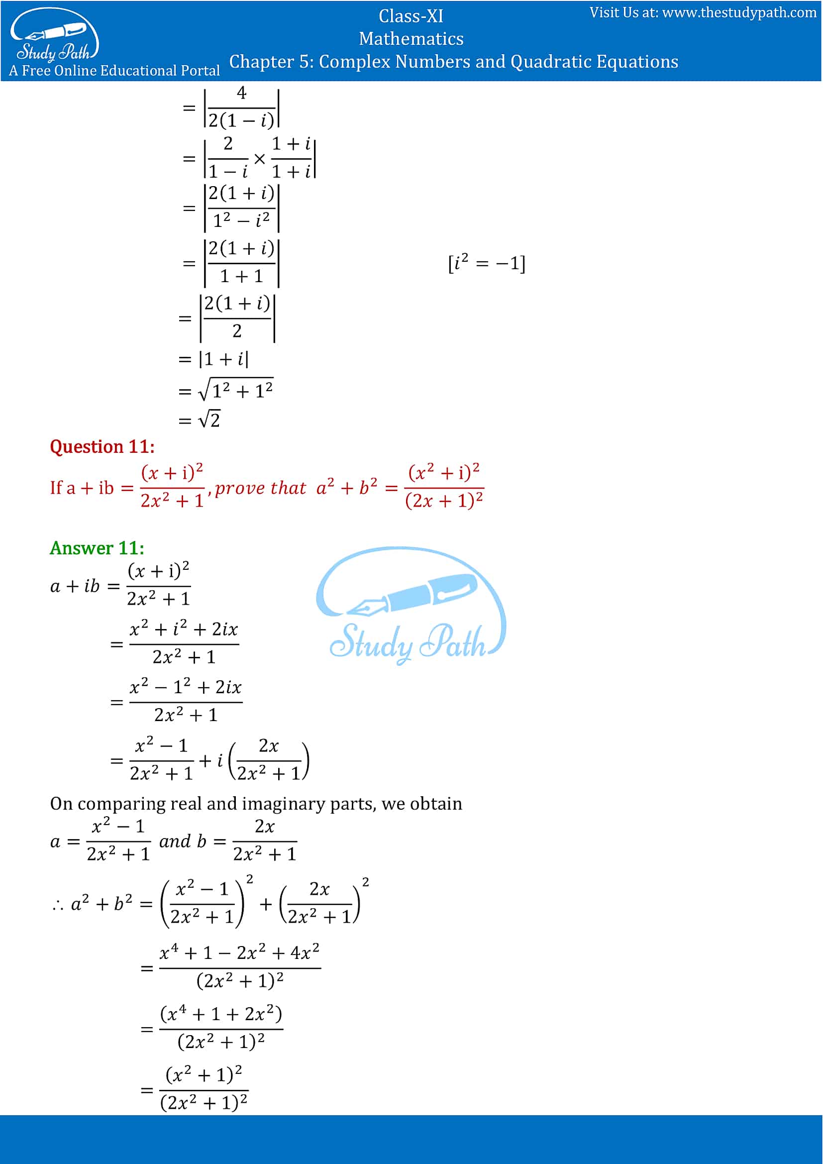 NCERT Solutions for Class 11 Maths chapter 5 Complex Numbers and Quadratic Equations Miscellaneous Exercise part-8