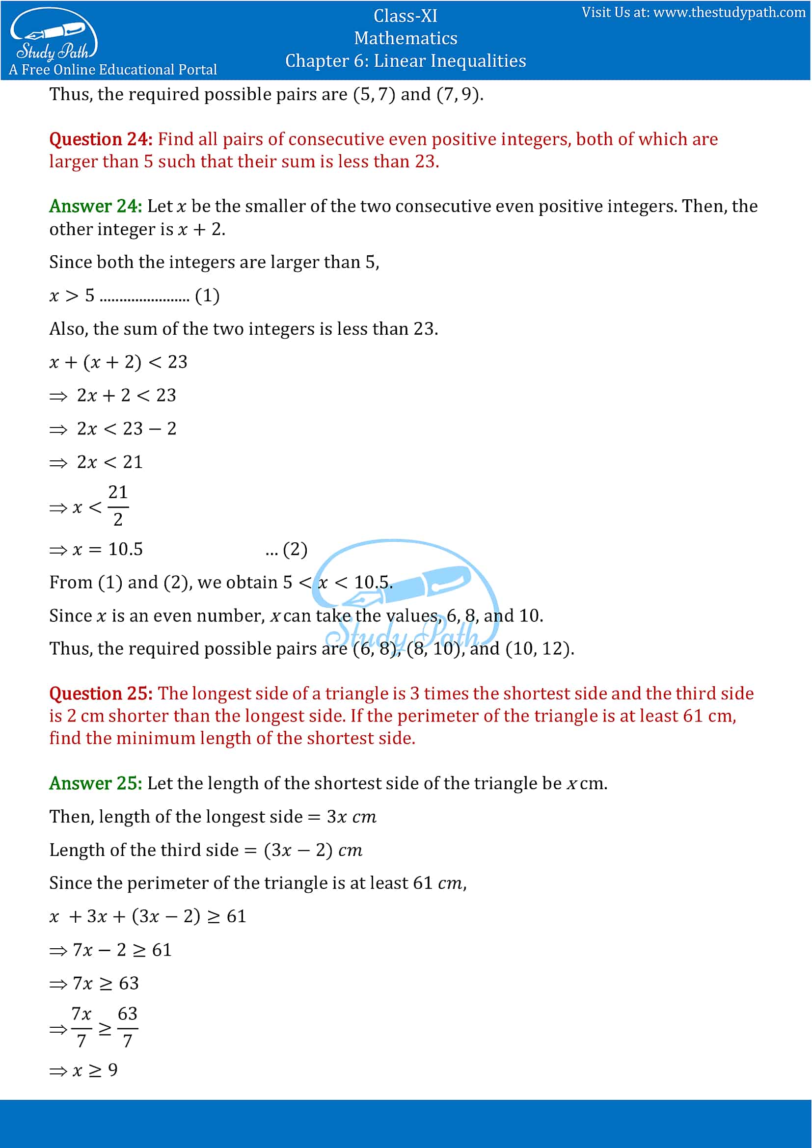 NCERT Solutions for Class 11 Maths chapter 6 Linear Inequalities Exercise 6.1 Part-12