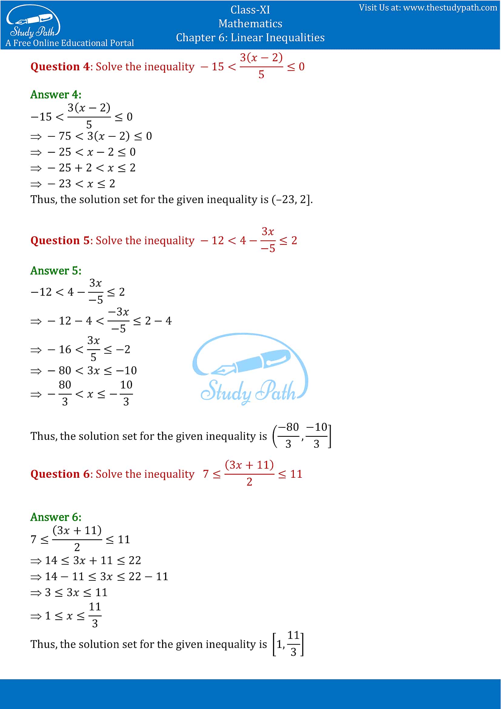 NCERT Solutions for Class 11 Maths chapter 6 Linear Inequalities Miscellaneous Exercise Part-2