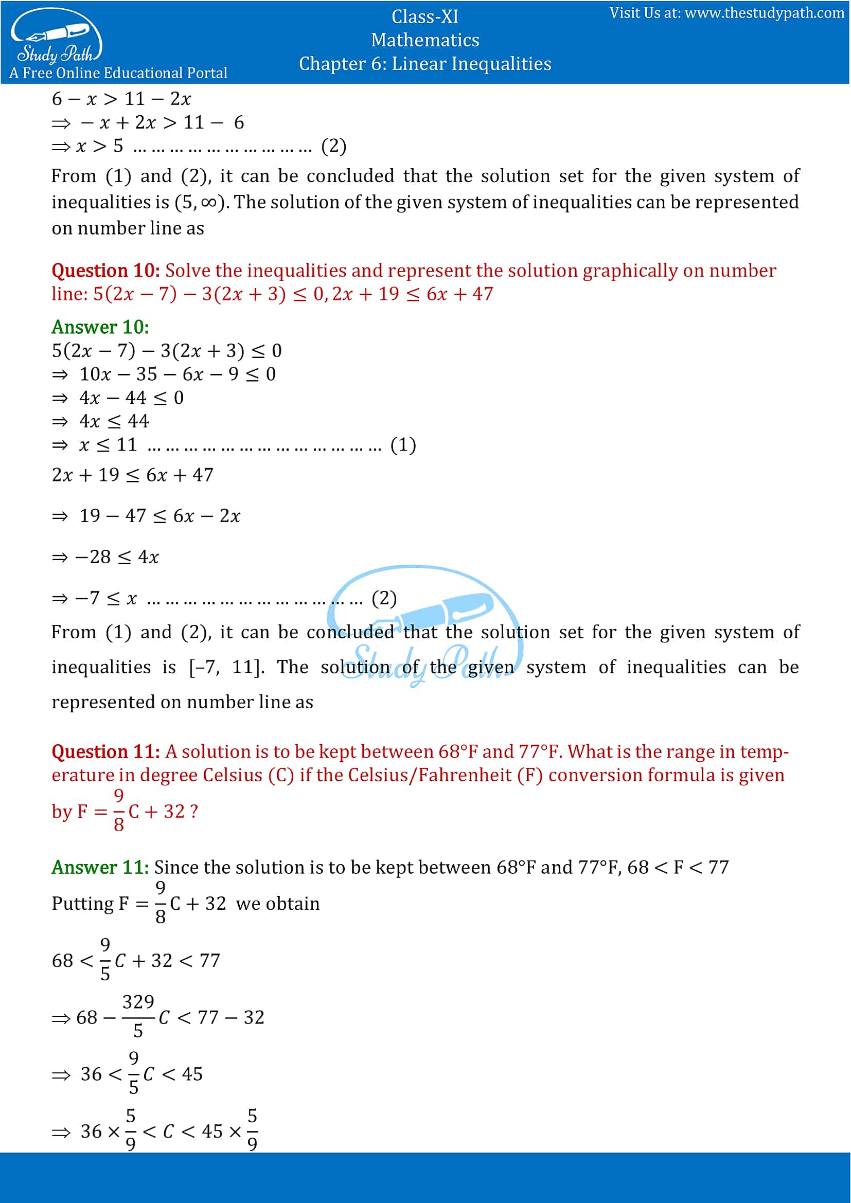 NCERT Solutions for Class 11 Maths chapter 6 Linear Inequalities Miscellaneous Exercise Part-4