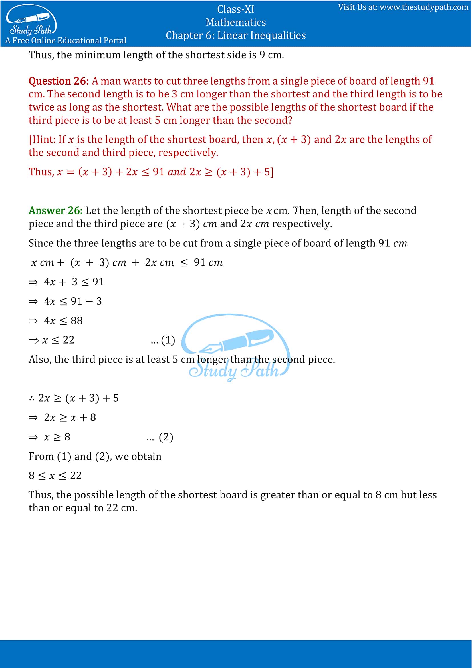 NCERT Solutions for Class 11 Maths chapter 6 Linear Inequalities Part-13