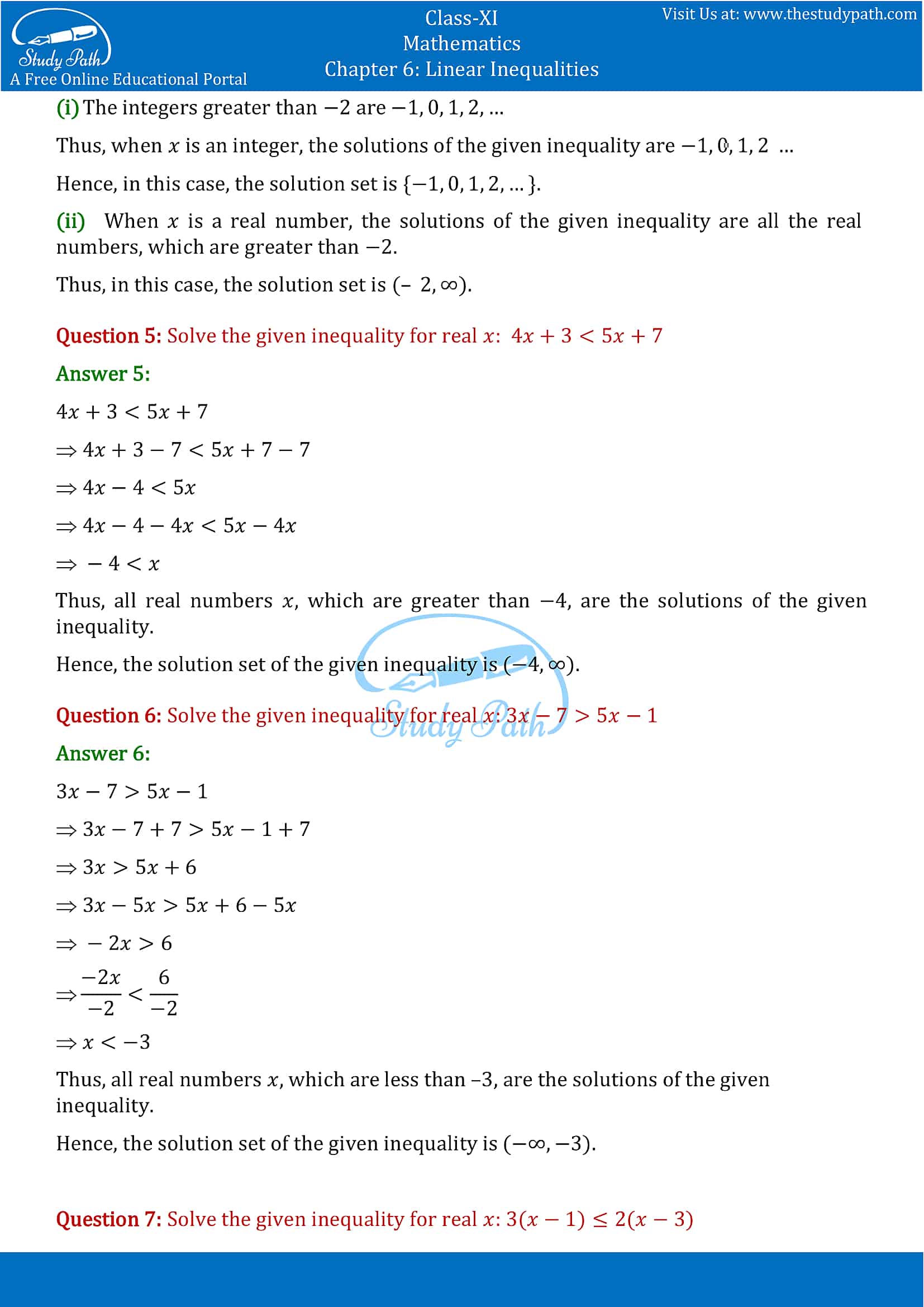NCERT Solutions for Class 11 Maths chapter 6 Linear Inequalities Part-3