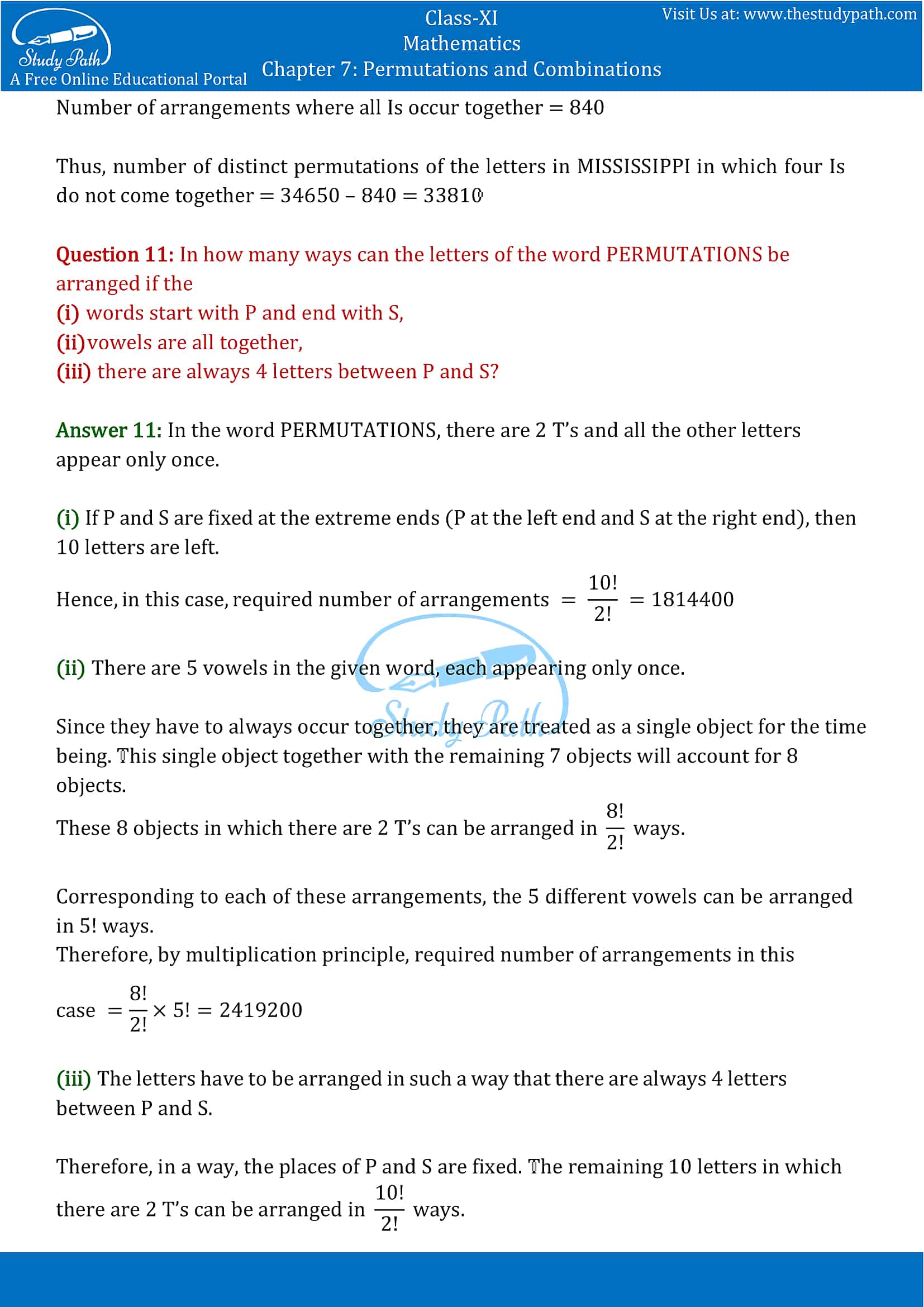 NCERT Solutions for Class 11 Maths chapter 7 Permutations and Combinations part-12