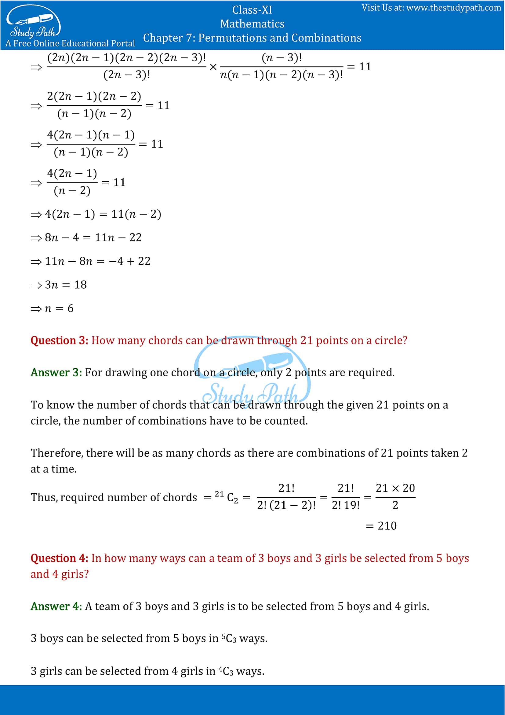 NCERT Solutions for Class 11 Maths chapter 7 Permutations and Combinations part-15