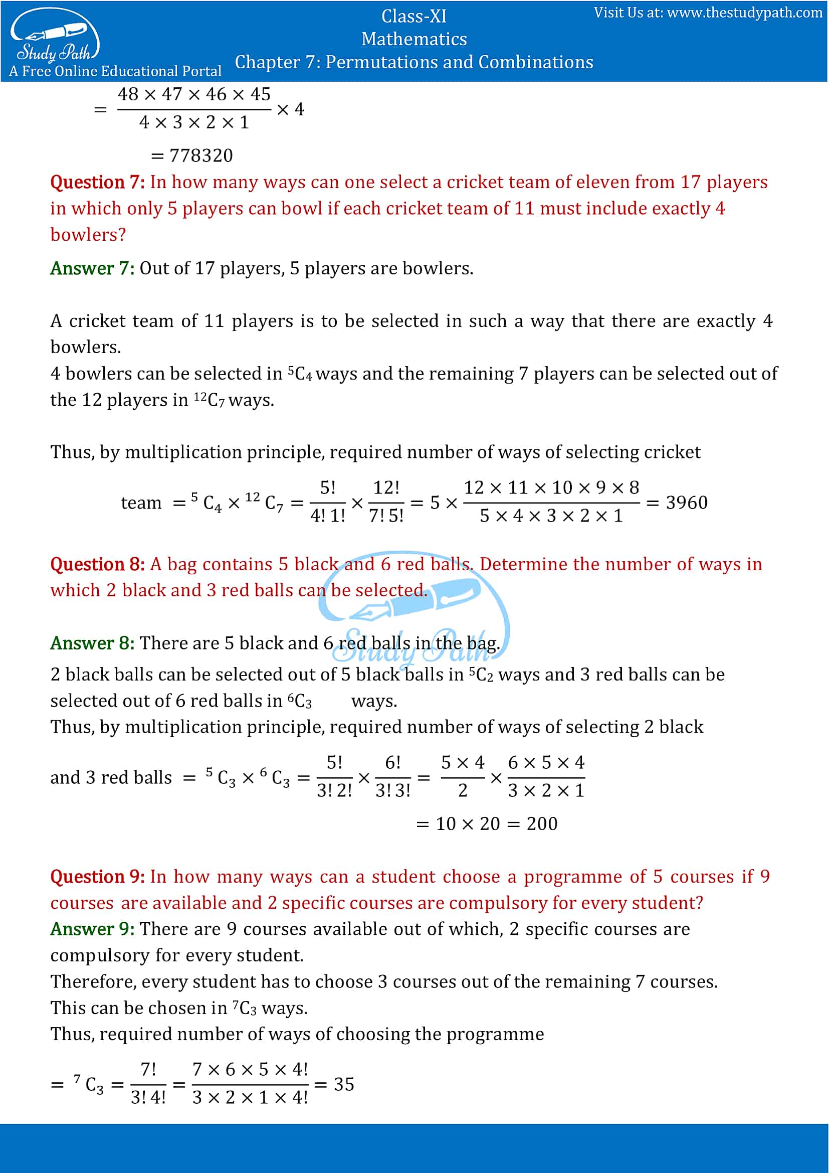 NCERT Solutions for Class 11 Maths chapter 7 Permutations and Combinations part-17
