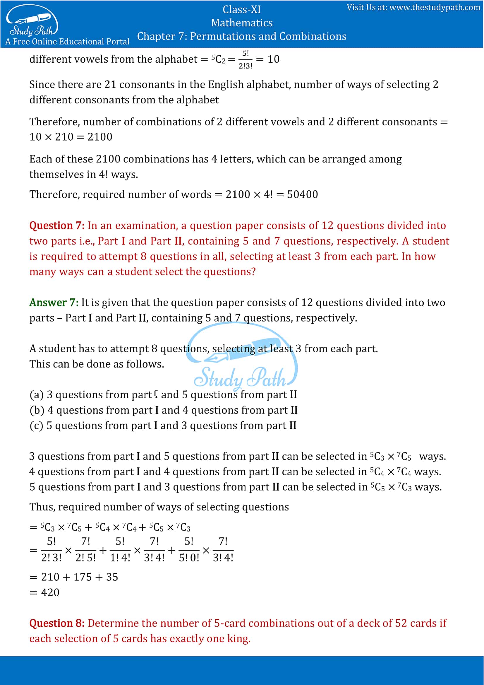 NCERT Solutions for Class 11 Maths chapter 7 Permutations and Combinations part-21