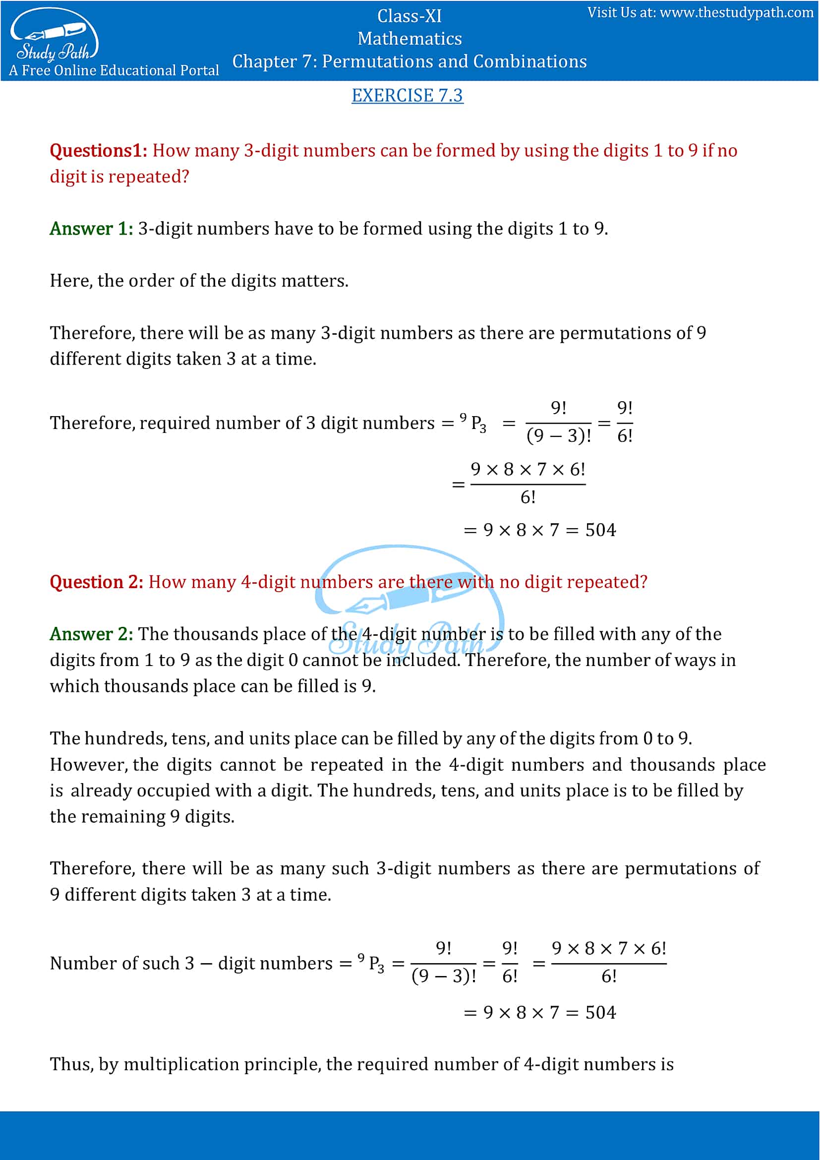 NCERT Solutions for Class 11 Maths chapter 7 Permutations and Combinations part-6