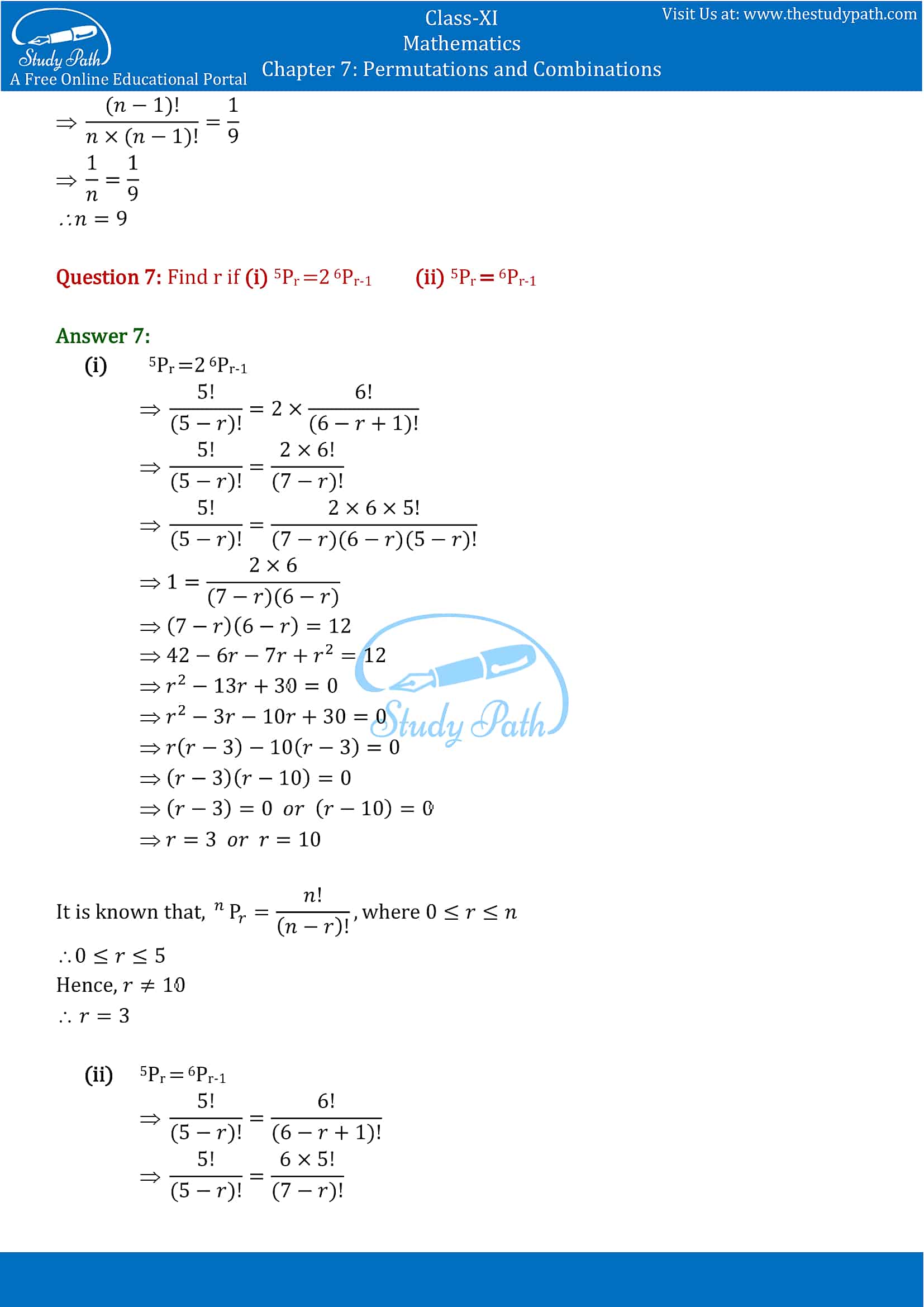 NCERT Solutions for Class 11 Maths chapter 7 Permutations and Combinations part-9
