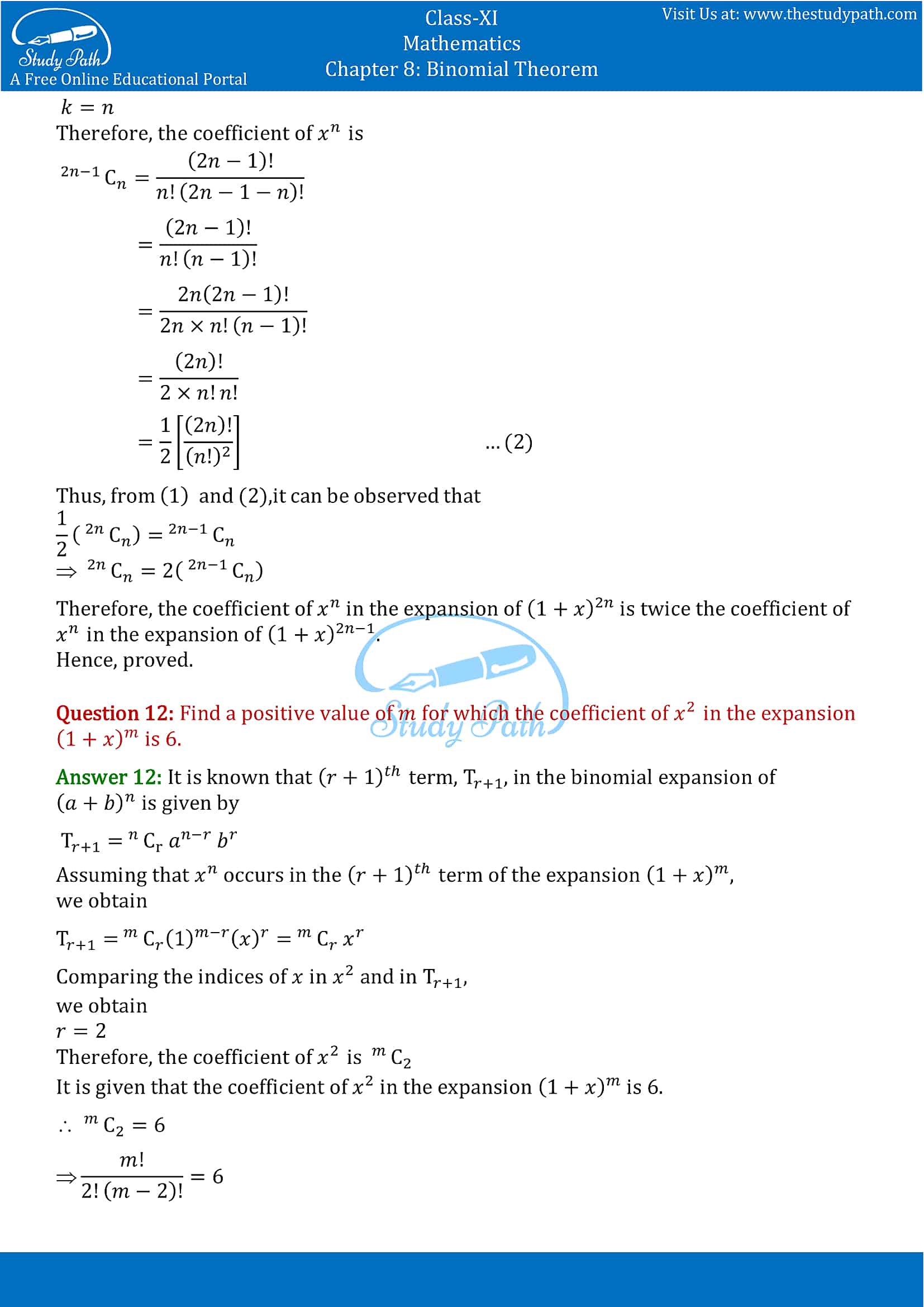 NCERT Solutions for Class 11 Maths chapter 8 Binomial Theorem part-12