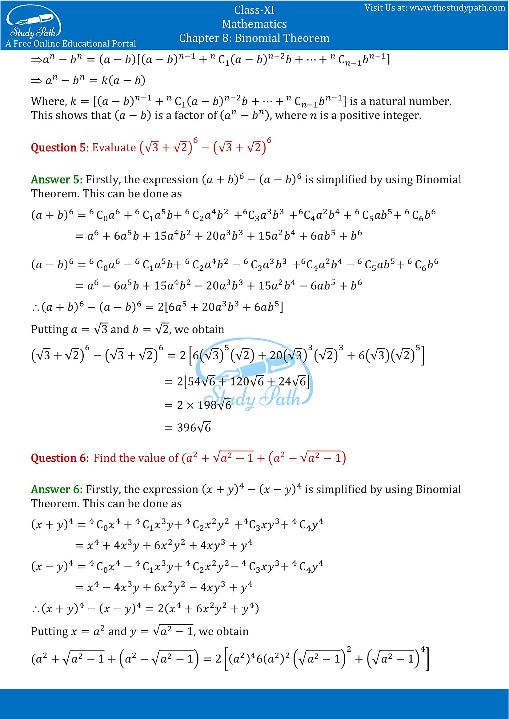 NCERT Solutions for Class 11 Maths chapter 8 Binomial Theorem part-17