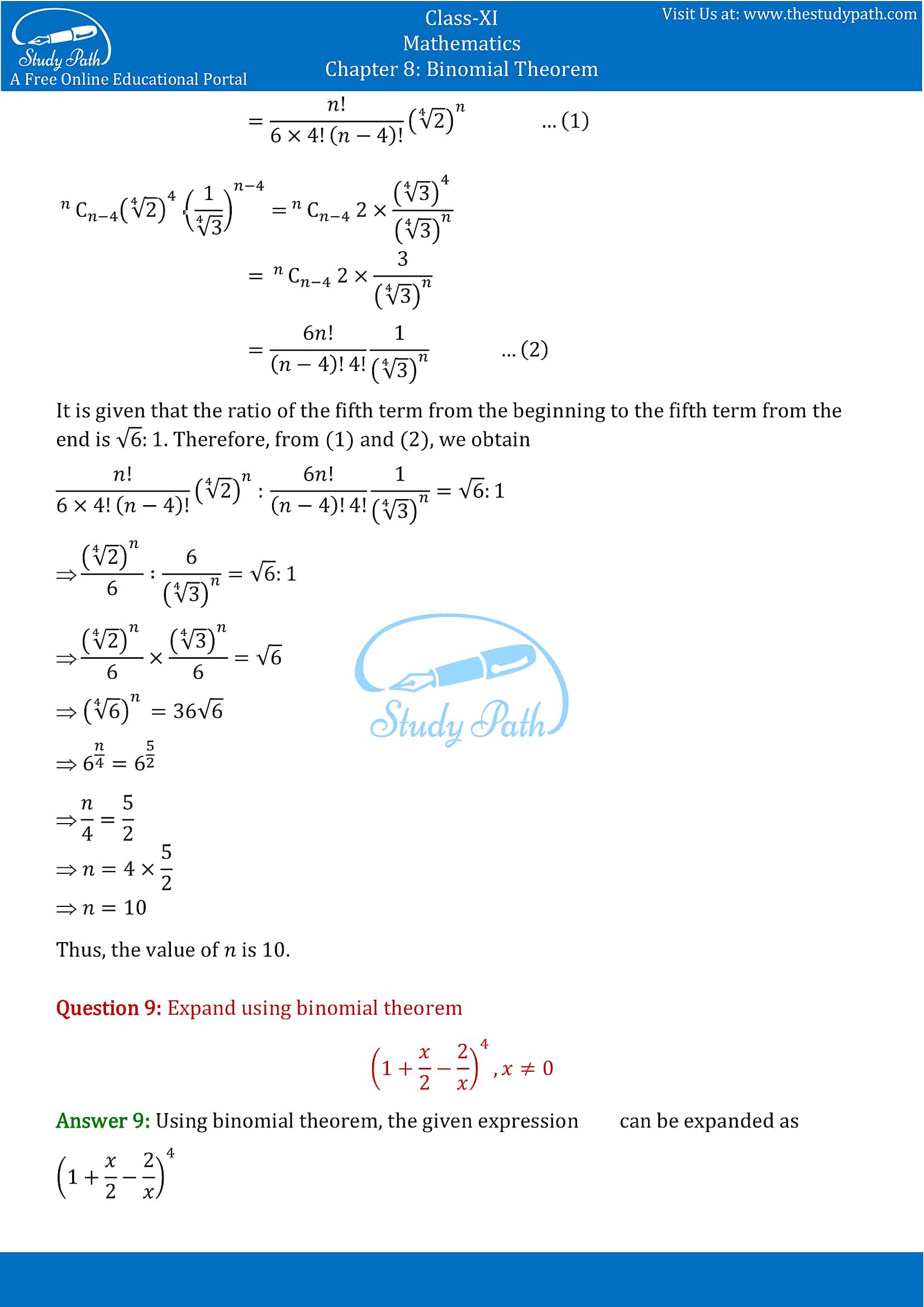 NCERT Solutions for Class 11 Maths chapter 8 Binomial Theorem part-19