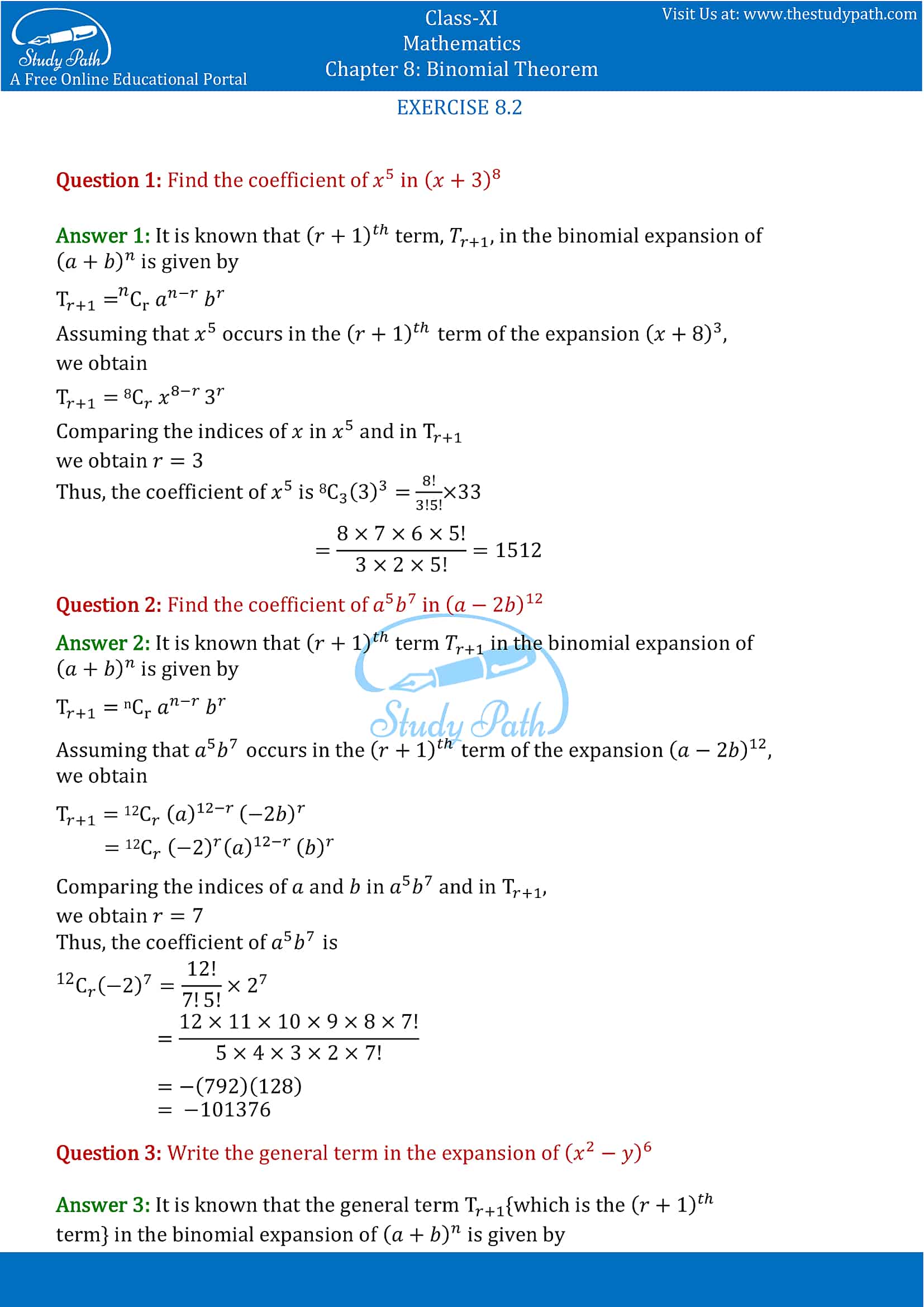 NCERT Solutions for Class 11 Maths chapter 8 Binomial Theorem part-6