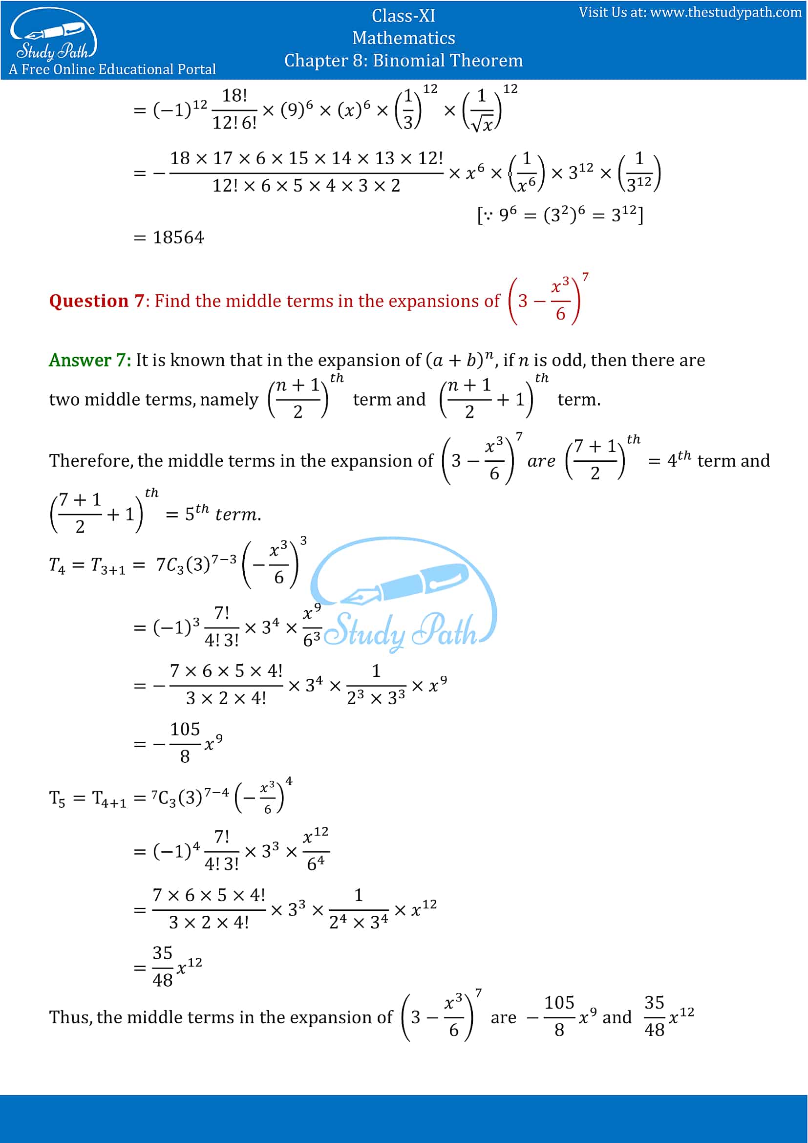NCERT Solutions for Class 11 Maths chapter 8 Binomial Theorem part-8