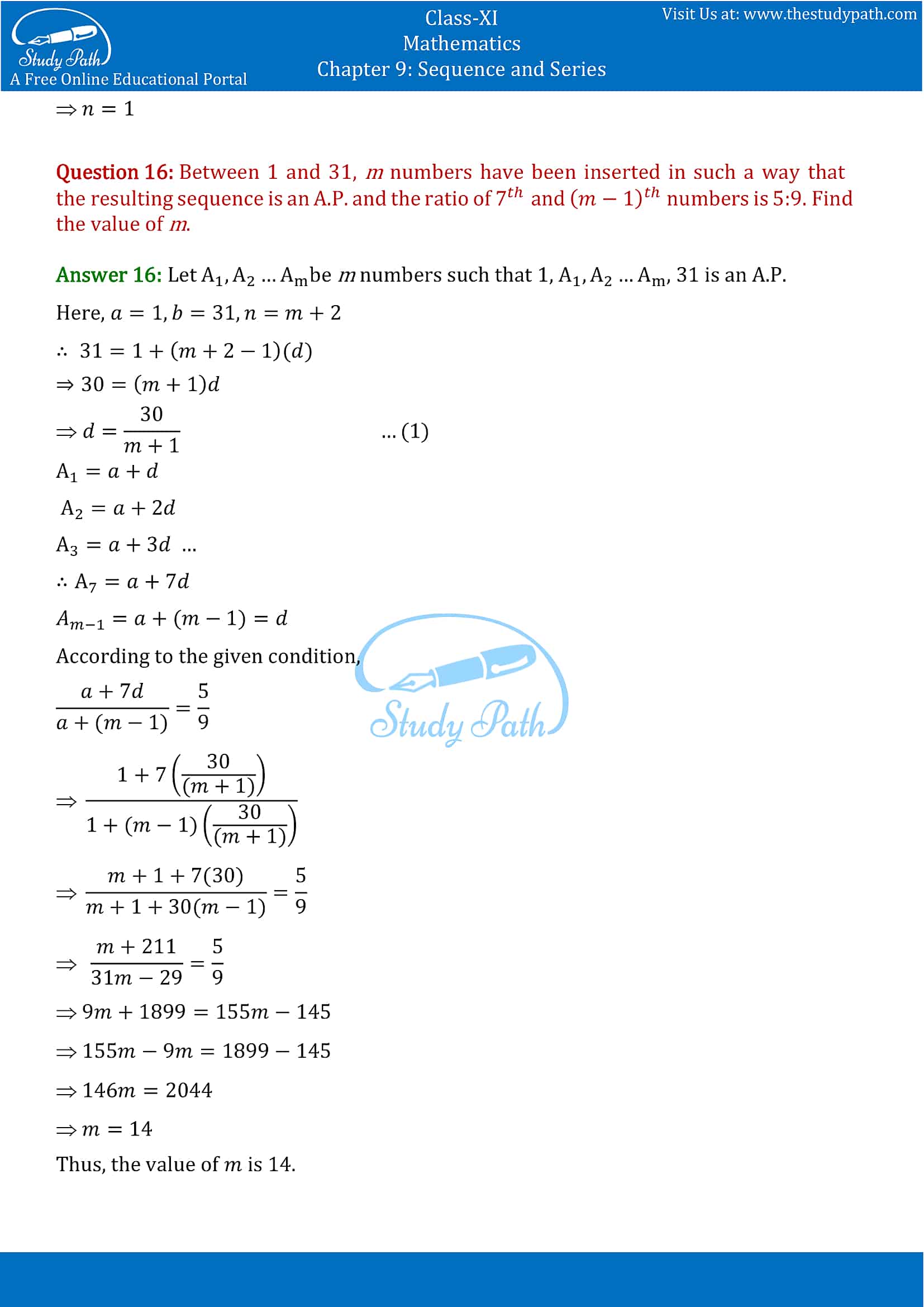 NCERT Solutions for Class 11 Maths chapter 9 Sequence and Series Exercise 9.2 Part-11