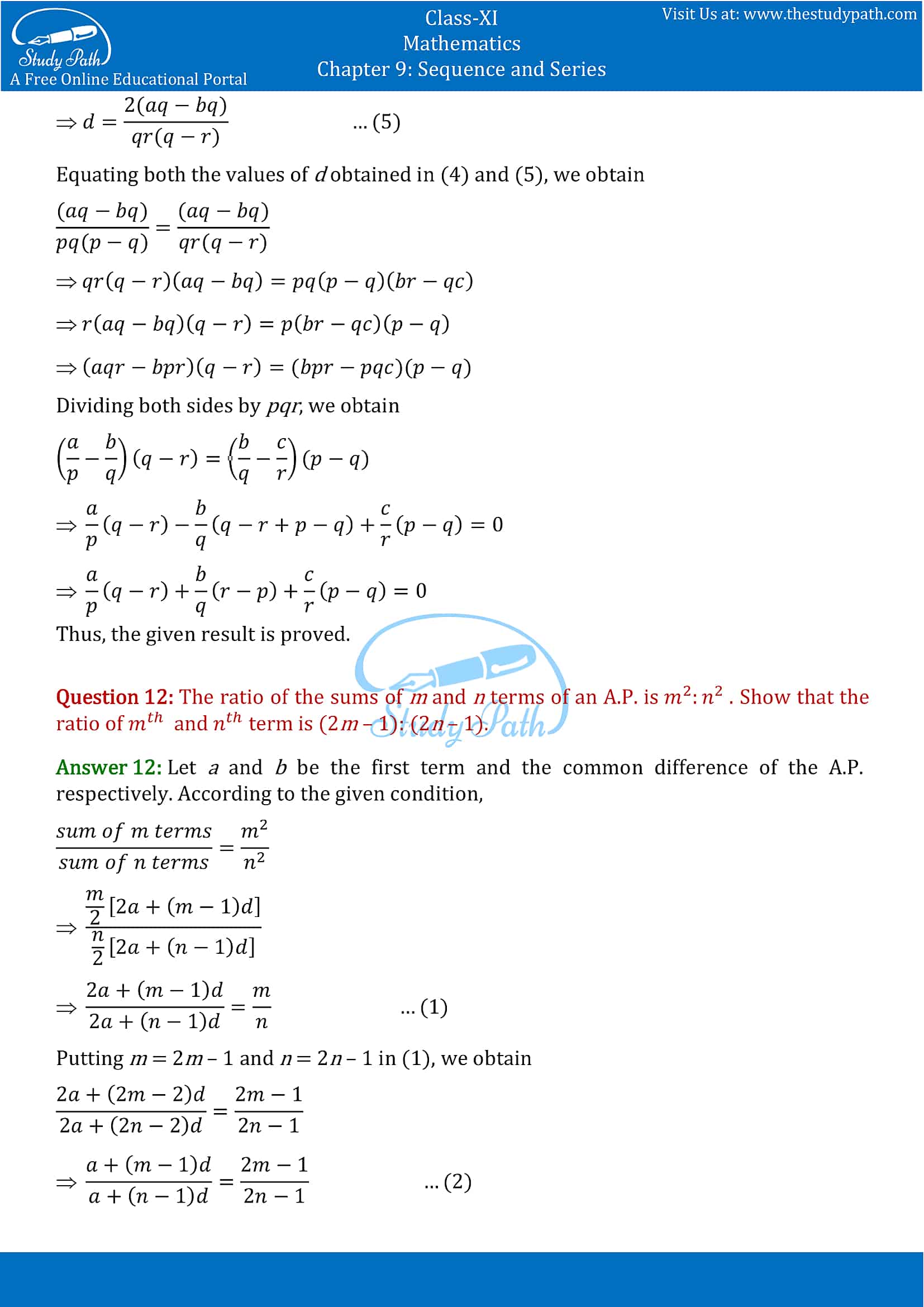 NCERT Solutions for Class 11 Maths chapter 9 Sequence and Series Exercise 9.2 Part-8