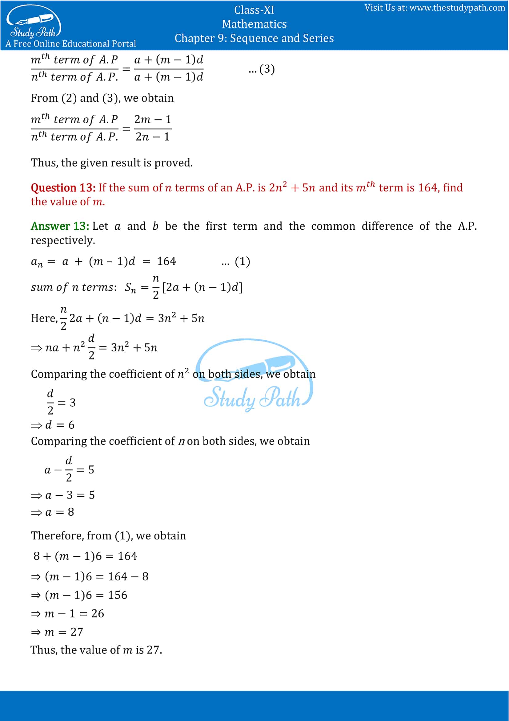 NCERT Solutions for Class 11 Maths chapter 9 Sequence and Series Exercise 9.2 Part-9