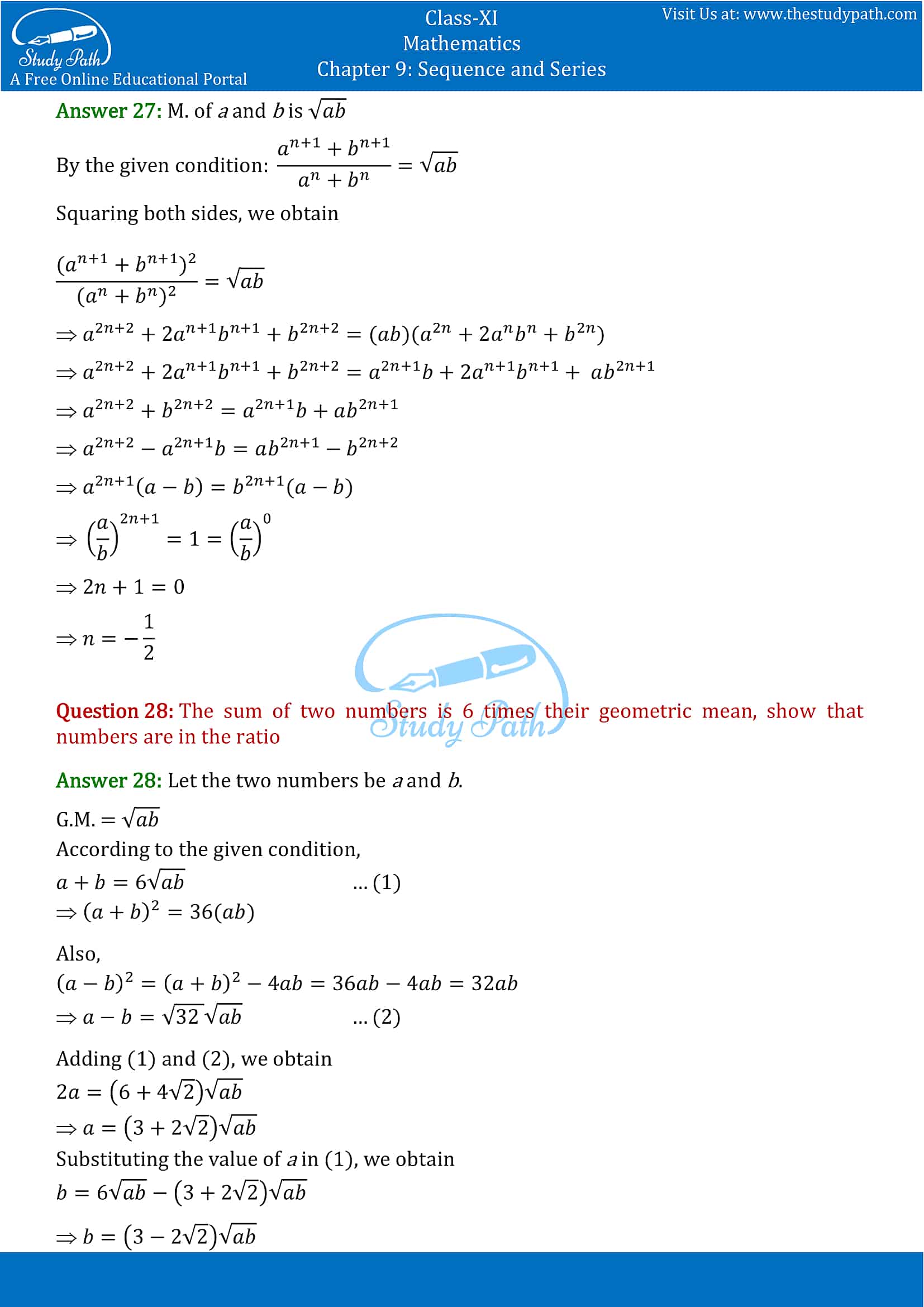 NCERT Solutions for Class 11 Maths chapter 9 Sequence and Series Exercise 9.3 Part-16