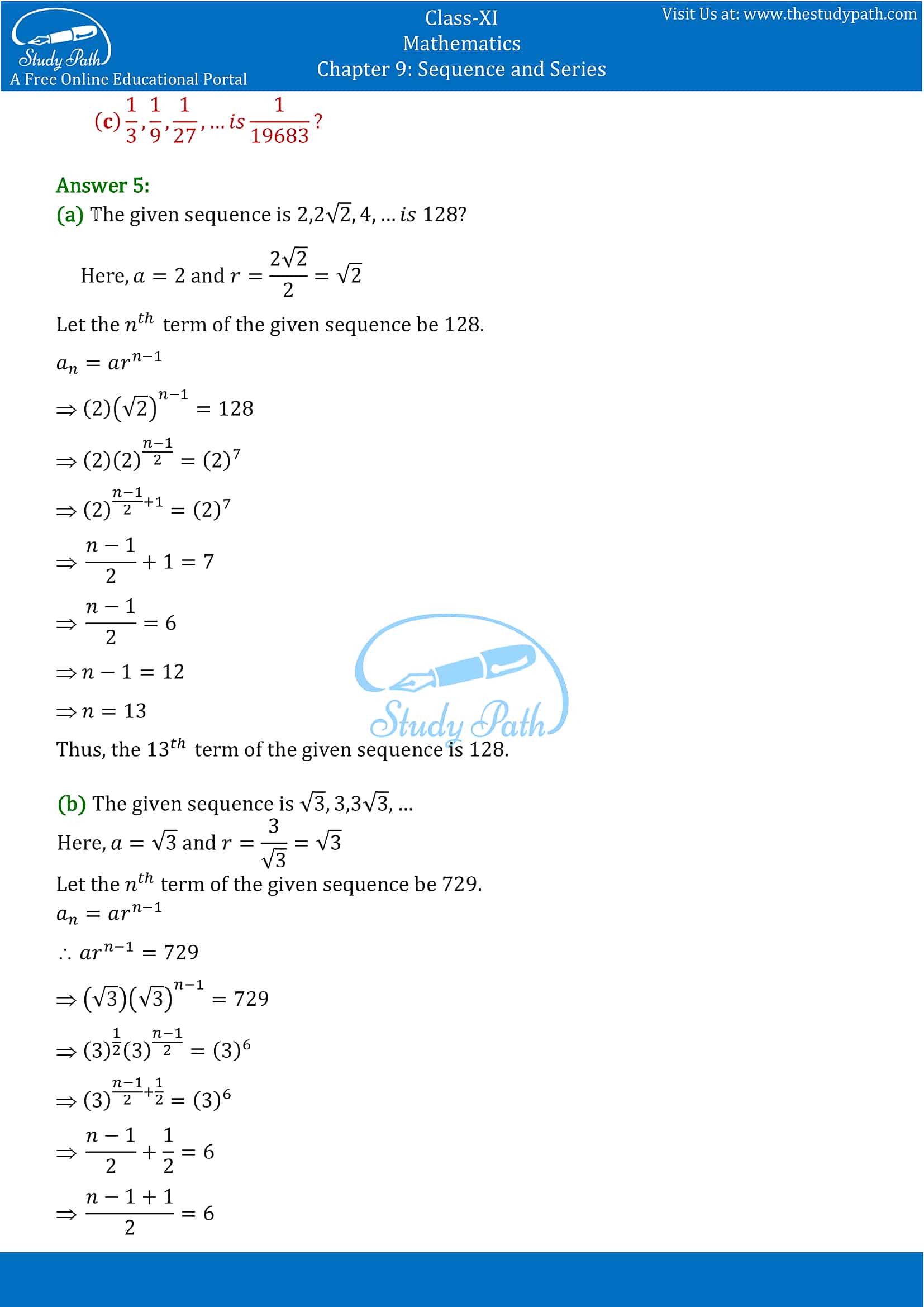 NCERT Solutions for Class 11 Maths chapter 9 Sequence and Series Exercise 9.3 Part-3