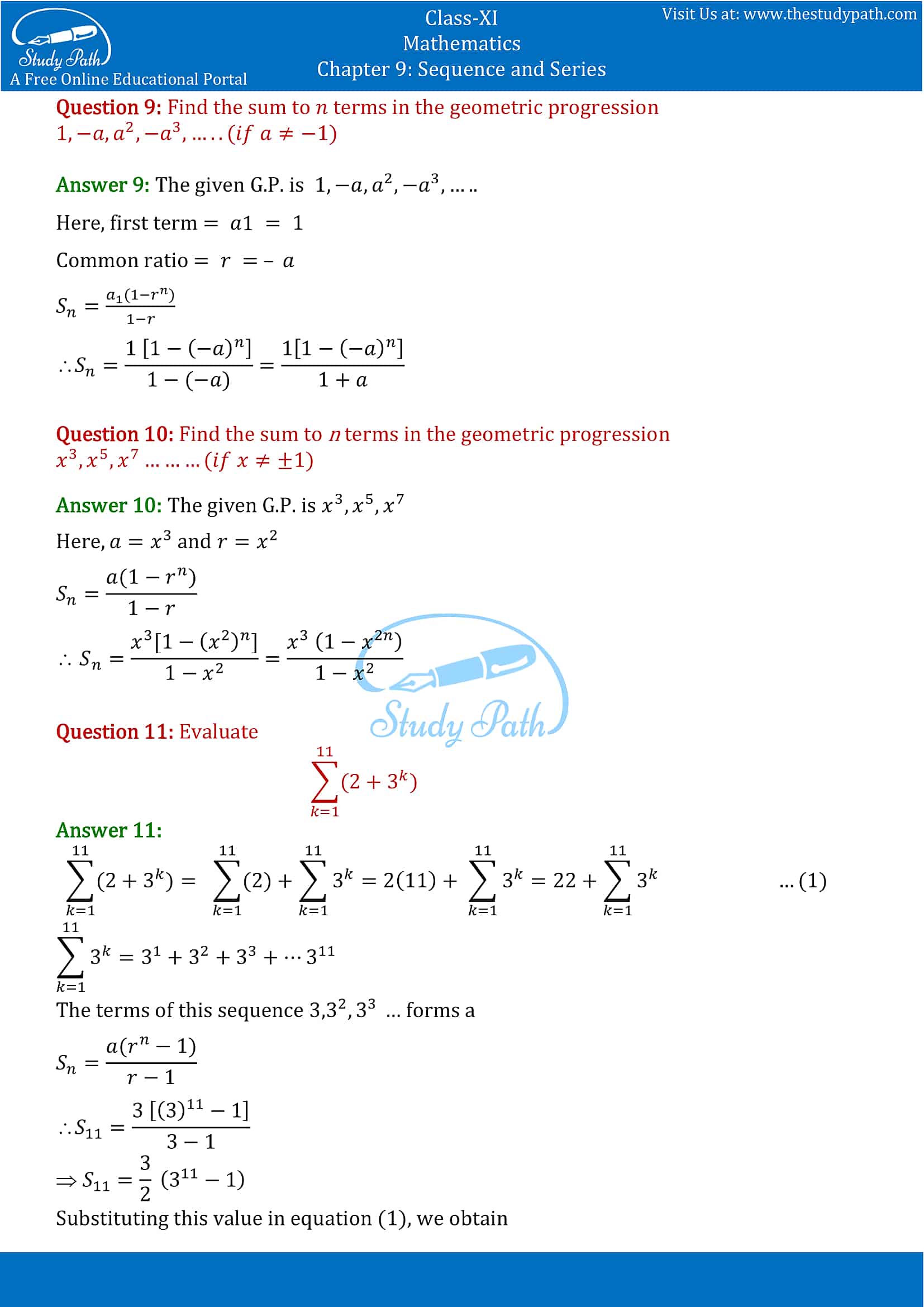 NCERT Solutions for Class 11 Maths chapter 9 Sequence and Series Exercise 9.3 Part-6