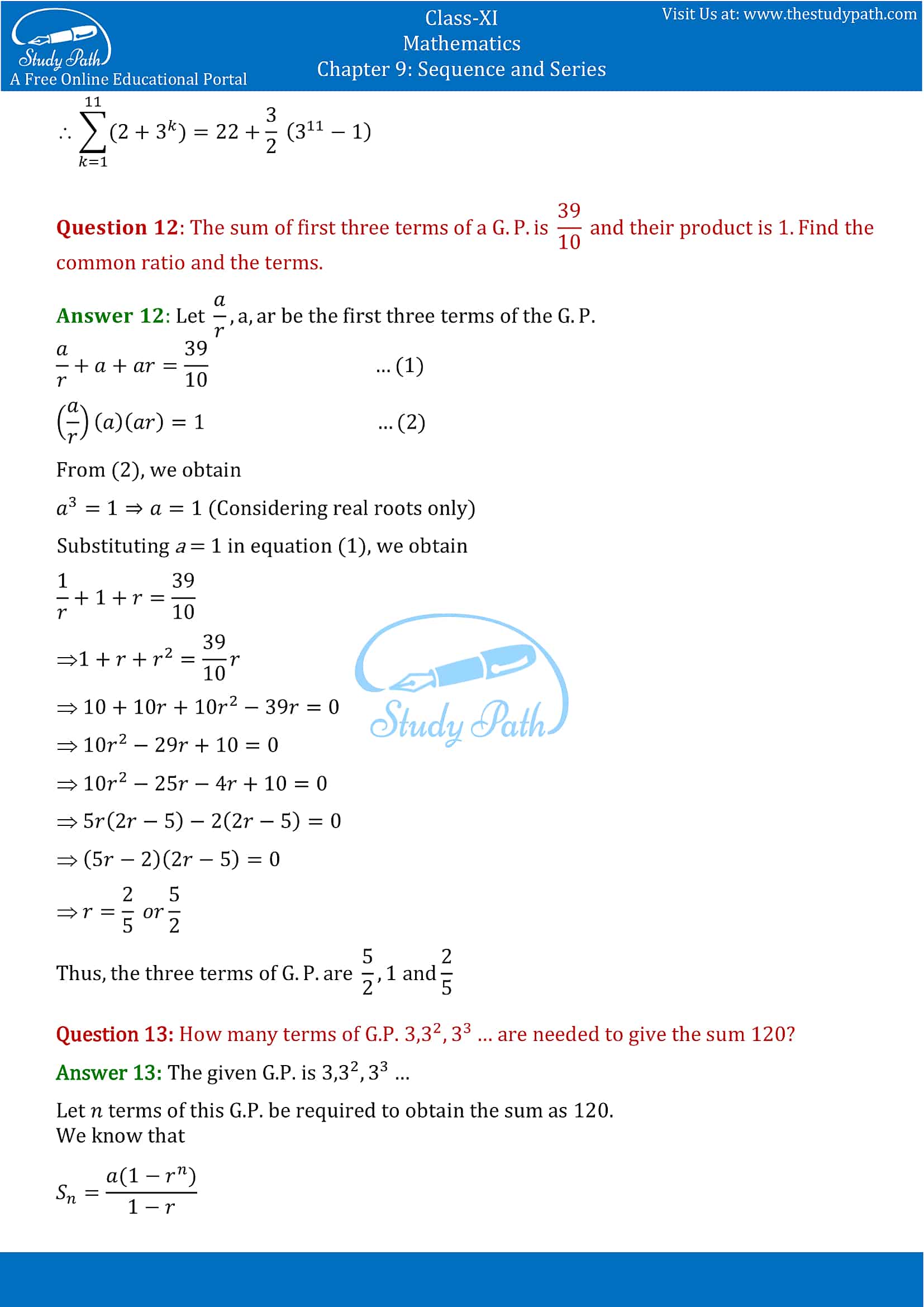NCERT Solutions for Class 11 Maths chapter 9 Sequence and Series Exercise 9.3 Part-7
